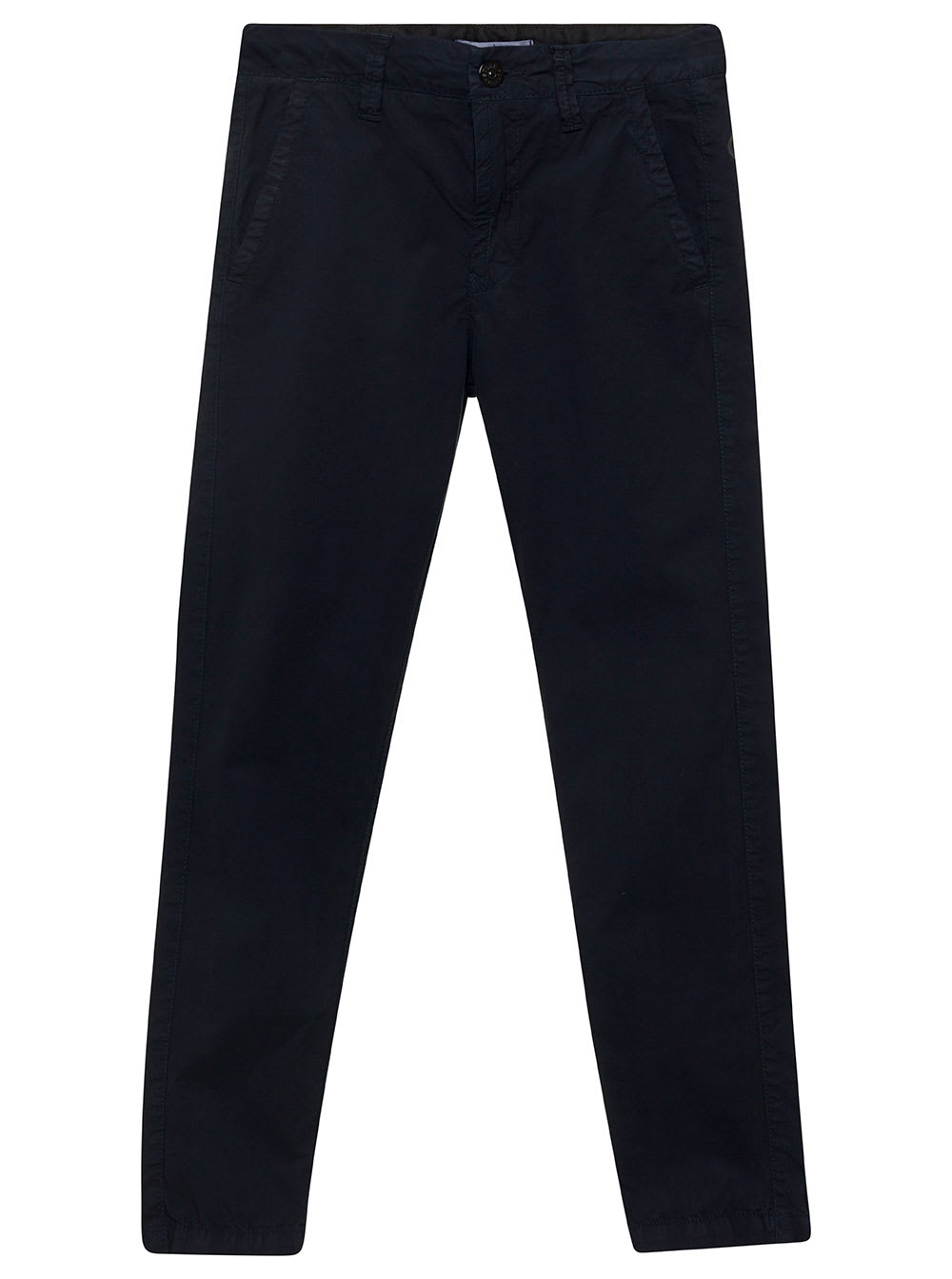 Shop Stone Island Junior Blue Pants With Logo Patch In Stretch Cotton Boy