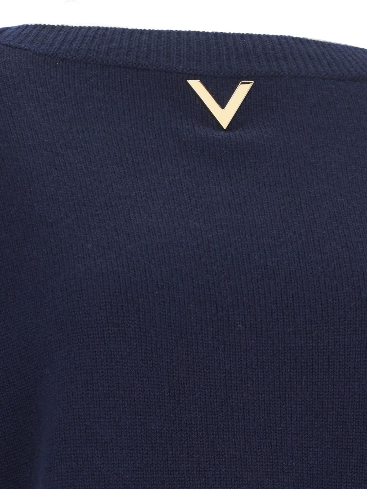 Shop Valentino V Detail Logo Sweater In Blue