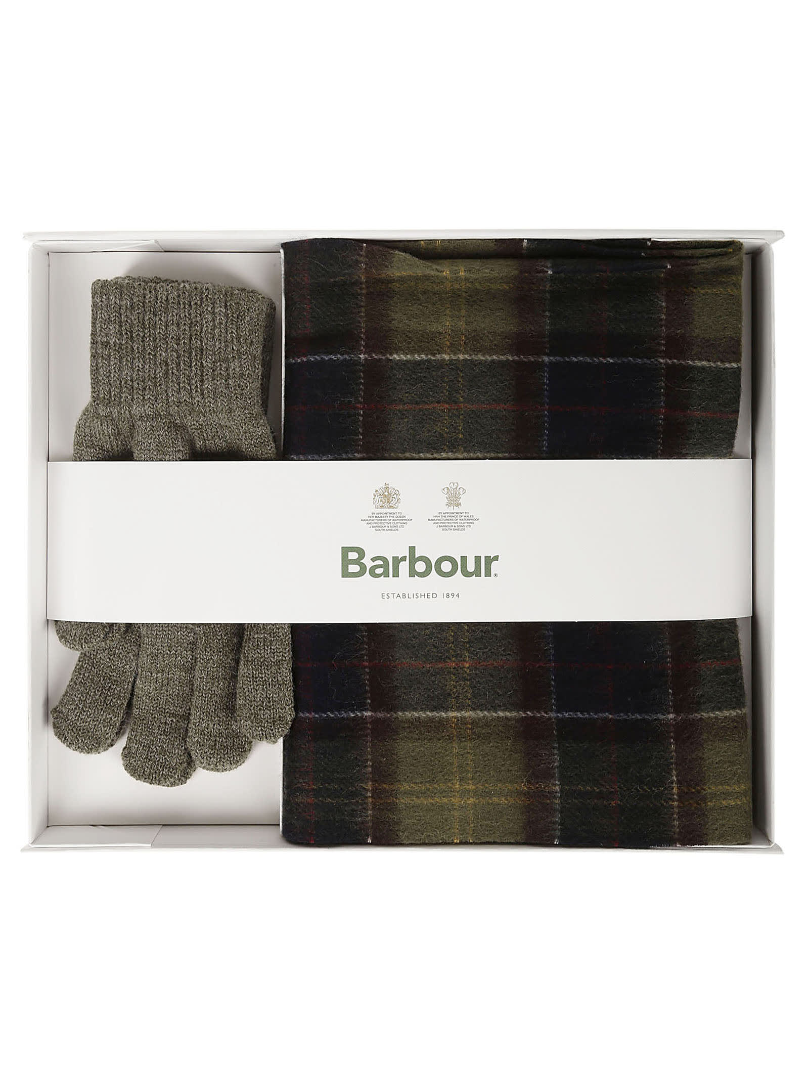 Shop Barbour Tartan Scarf Glove Gift Set In Classic Olive