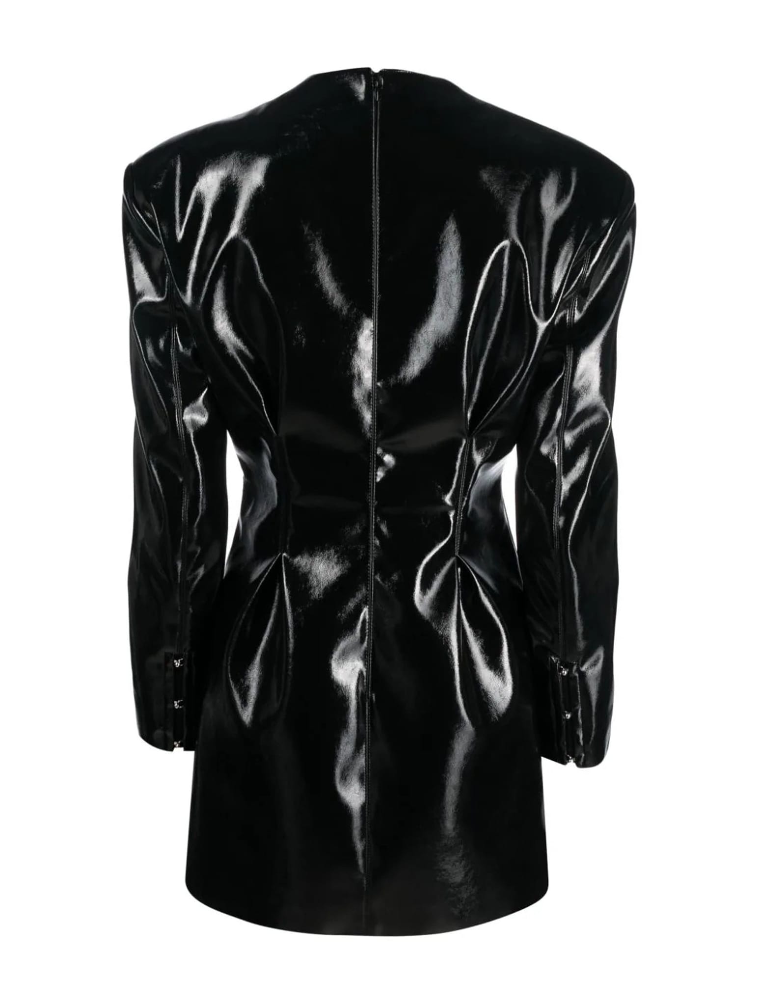 Shop Del Core Draped Shoulder Vneck Minidress In Black
