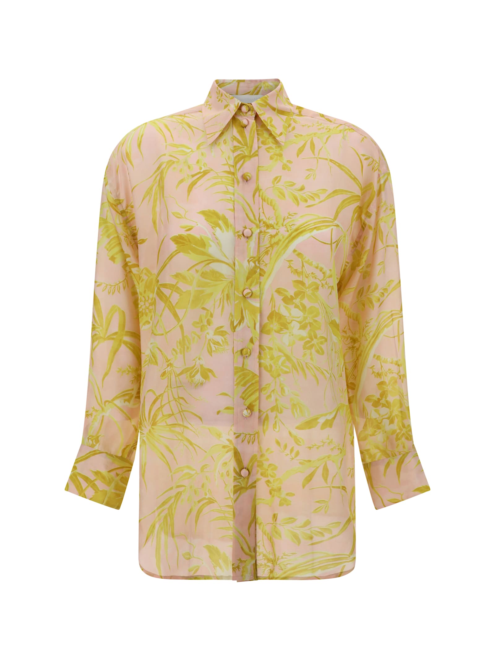 Shop Zimmermann Golden Relaxed Shirt In Pink/gold Floral