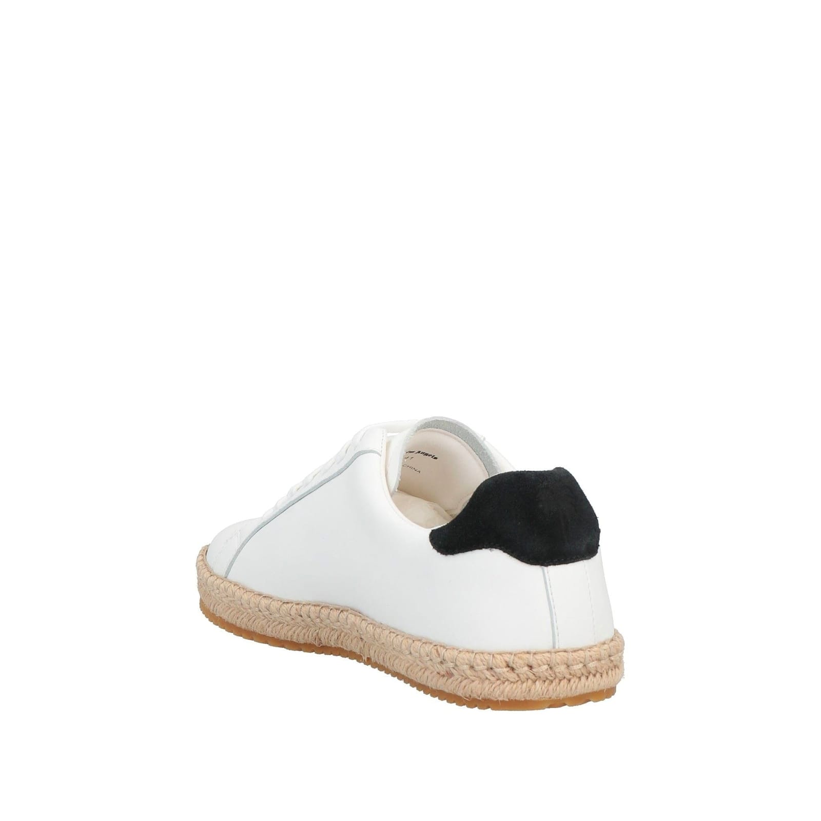 Palm Angels Leather Sneakers With Woven Espadrille-style Sole In White
