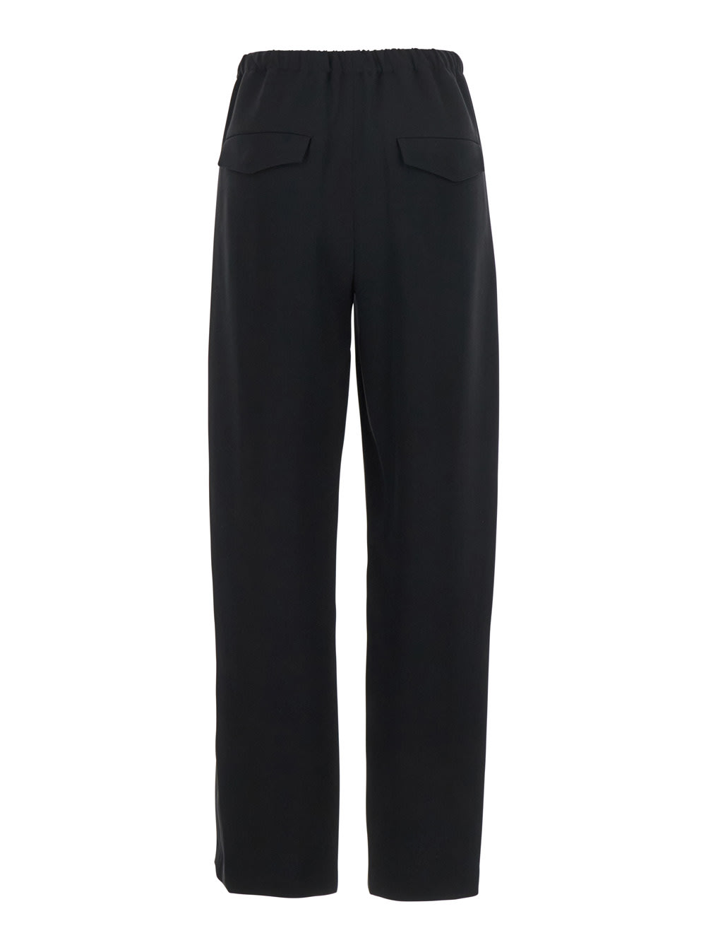 Theory Black Pants With Elastic Drawstring Waist And Pences On The Front In Tech Fabric Woman In Black
