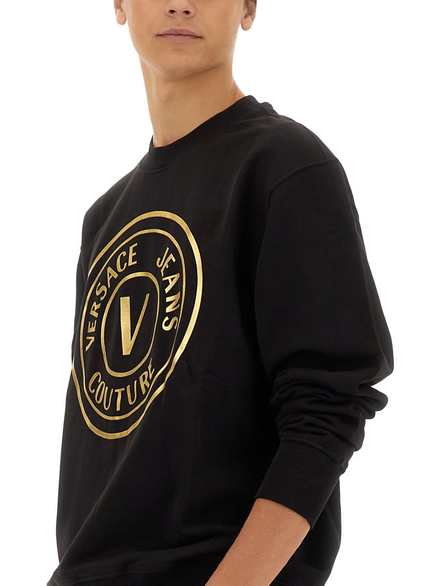 Shop Versace Jeans Couture V-emblem Sweatshirt In Black