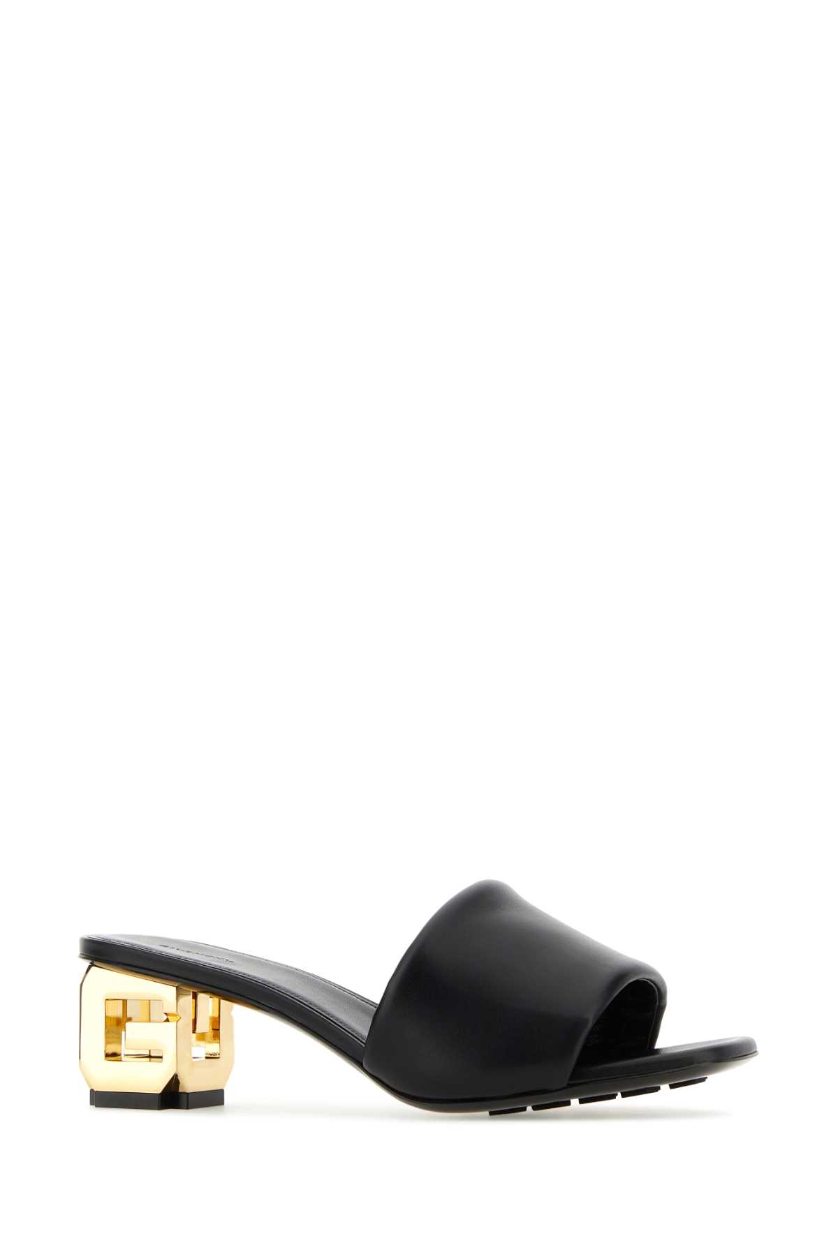 GIVENCHY BLACK LEATHER G CUBE MULES