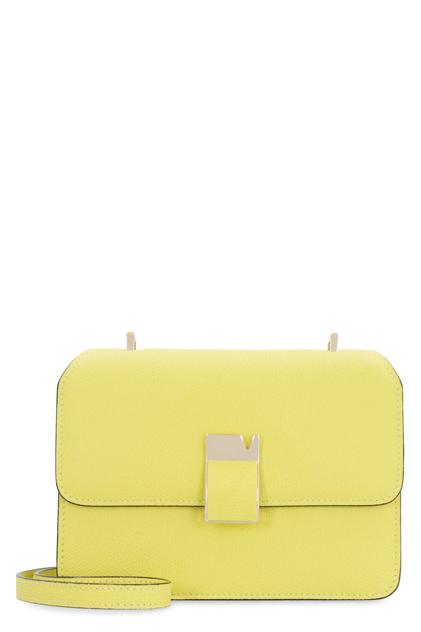 Valextra Mini Leather Crossbody Bag Nolo In Yellow