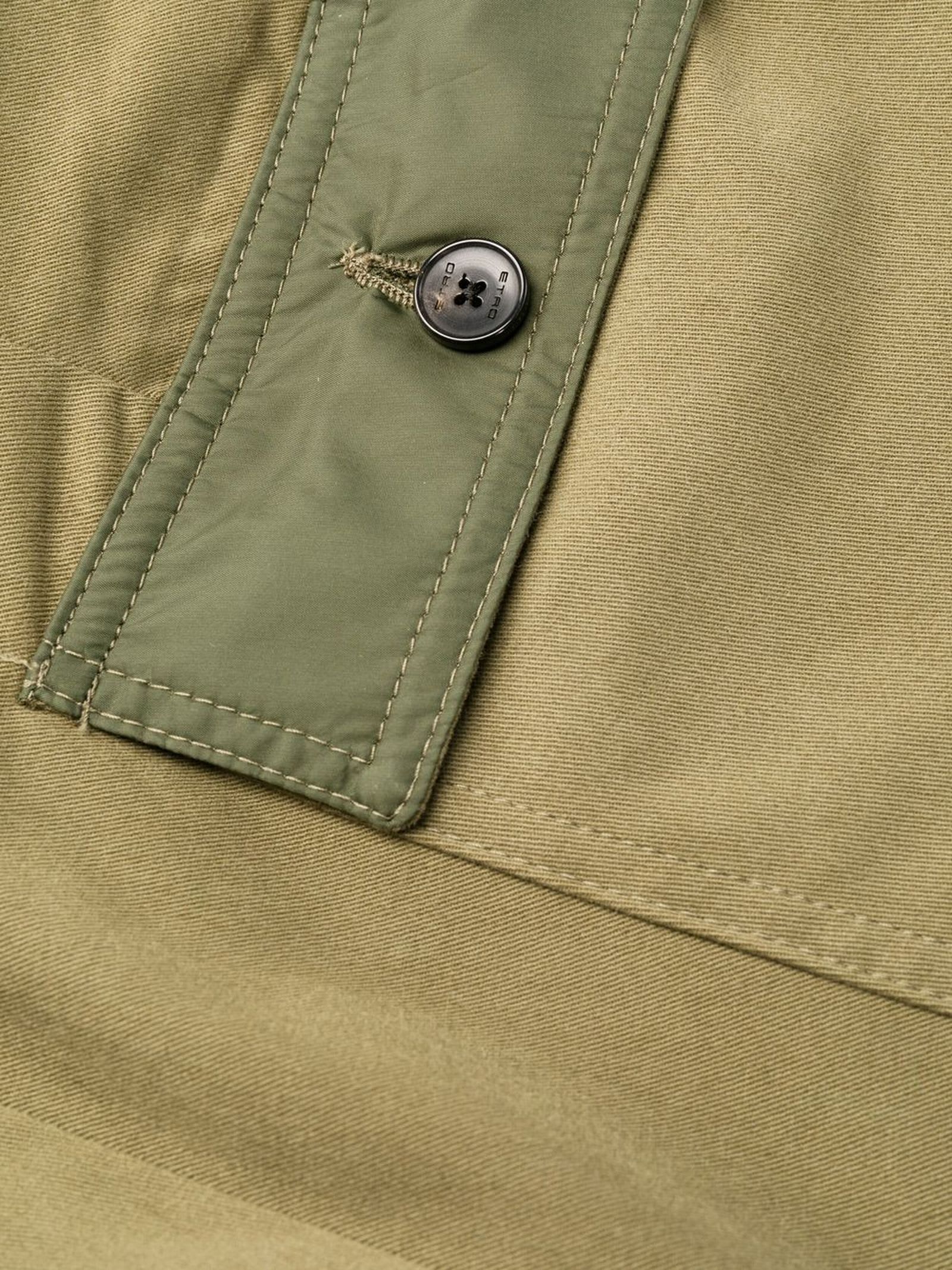 Shop Etro Khaki Cotton Blend Trousers In Verde