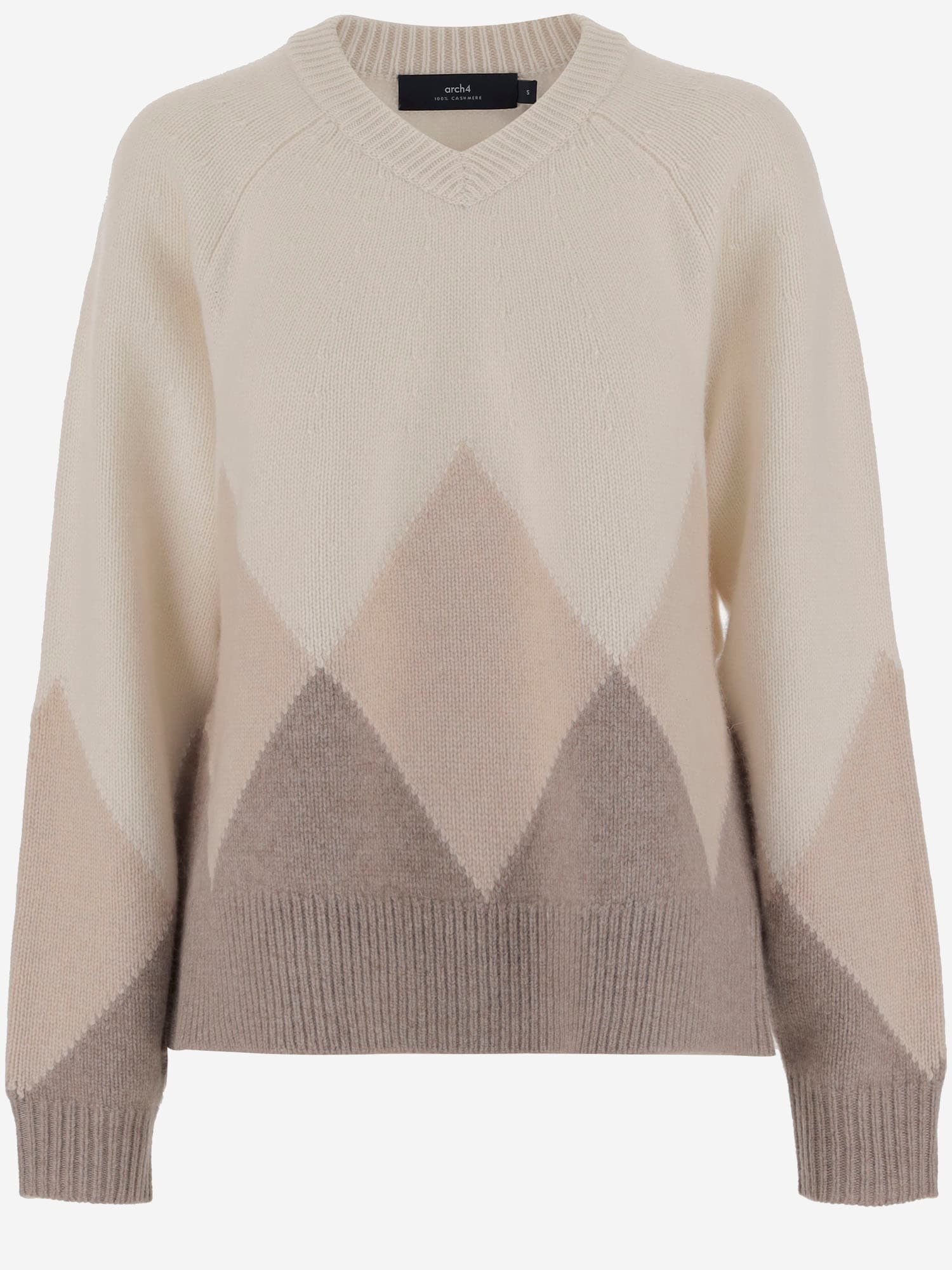 Arch4 Diamond-pattern Cashmere Sweater In Neutral