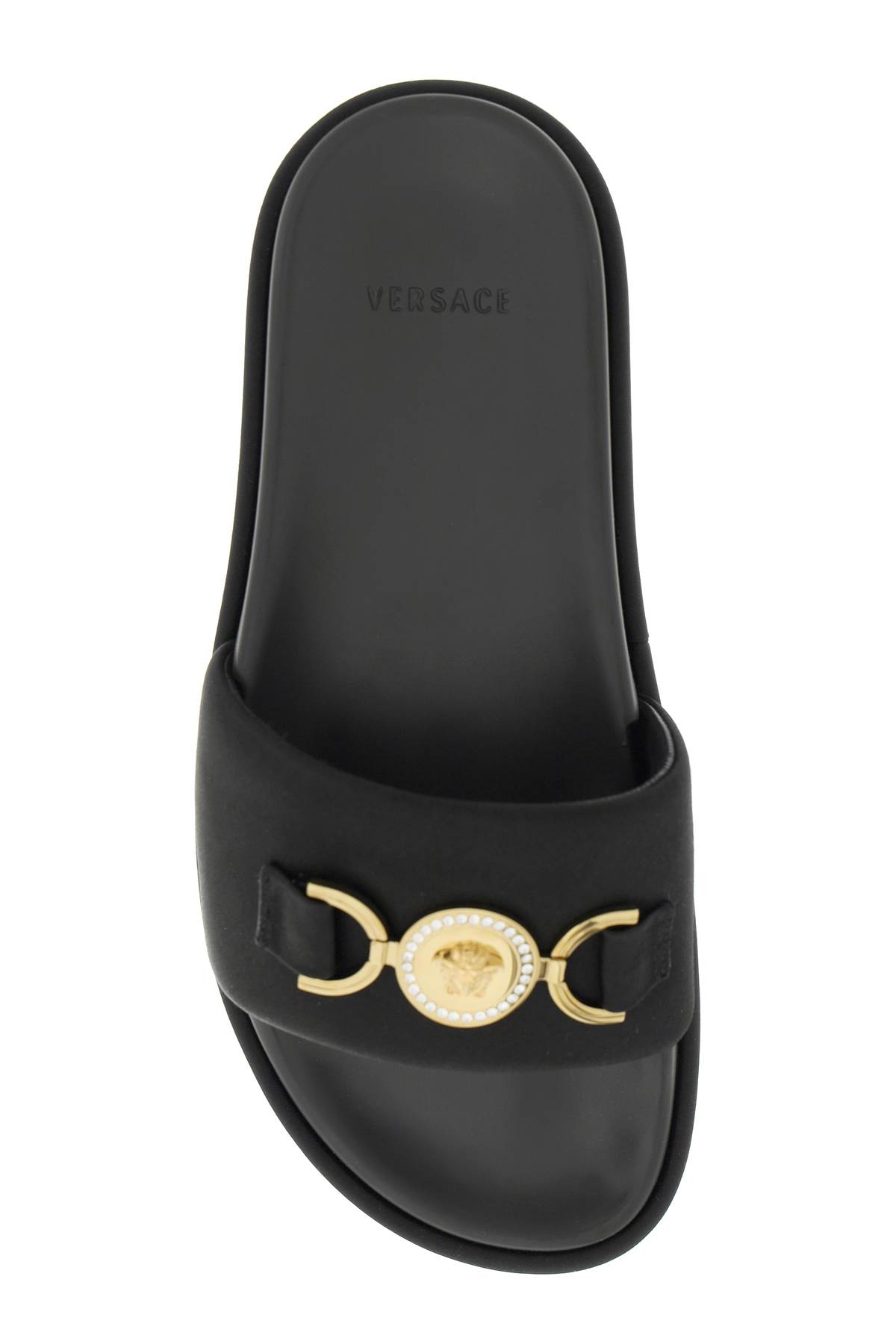 Versace Medusa Head Plaque Platform Mules In Black