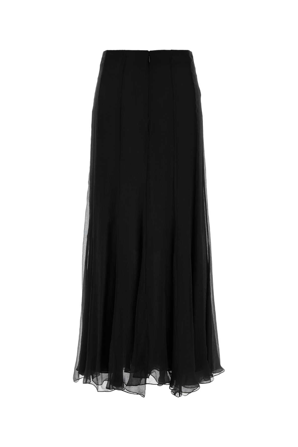 Chloé Chiffon Skirt Flared Cut High Waist Midi In Black