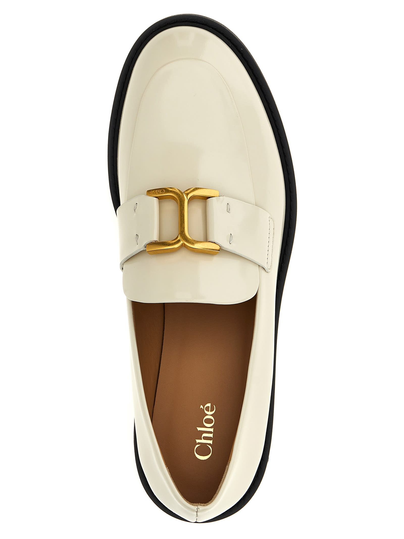Chloé Marcie Embellished Leather Loafers In White