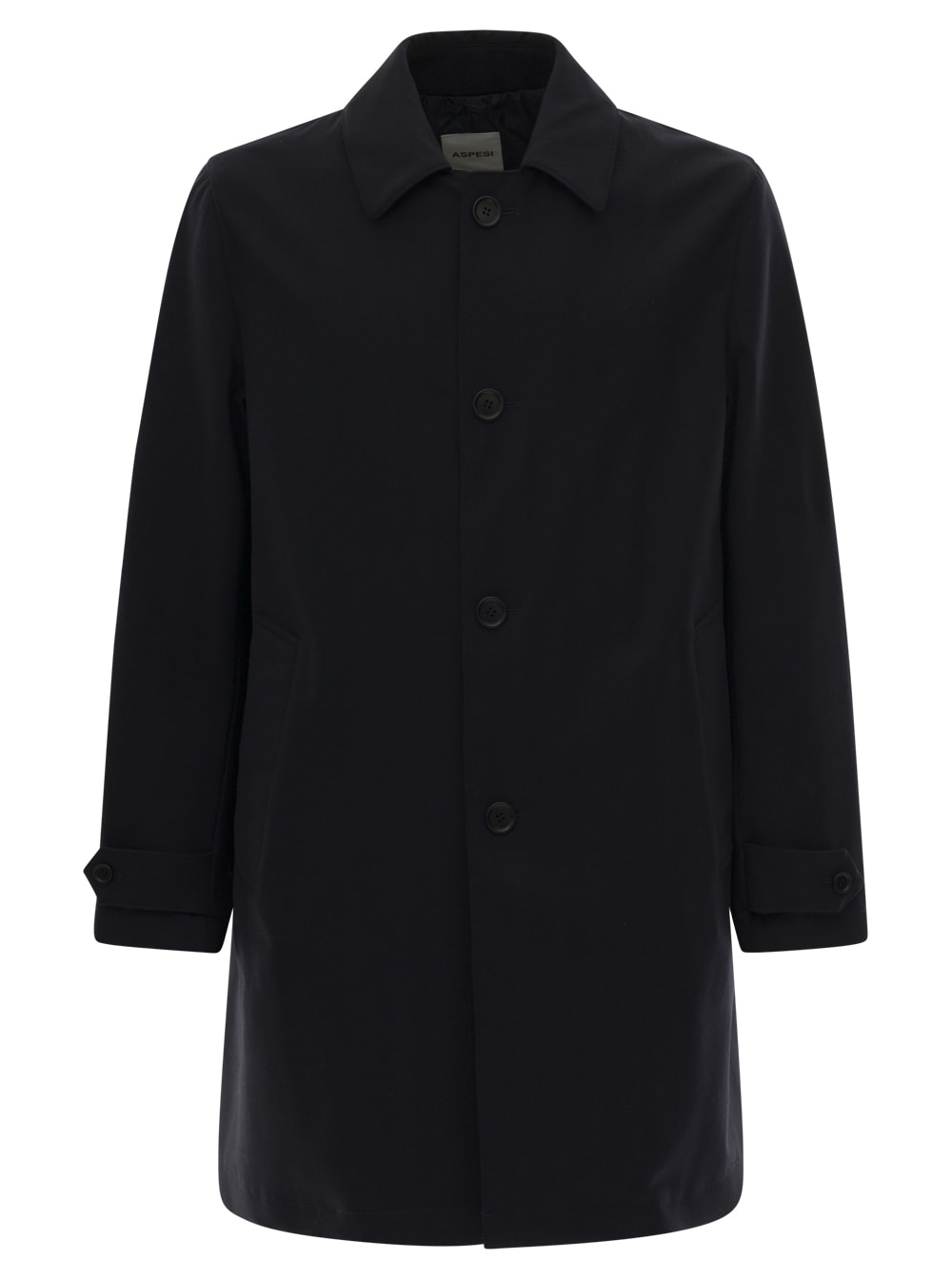 Black Single-breasted Coat In Wool Man Aspesi