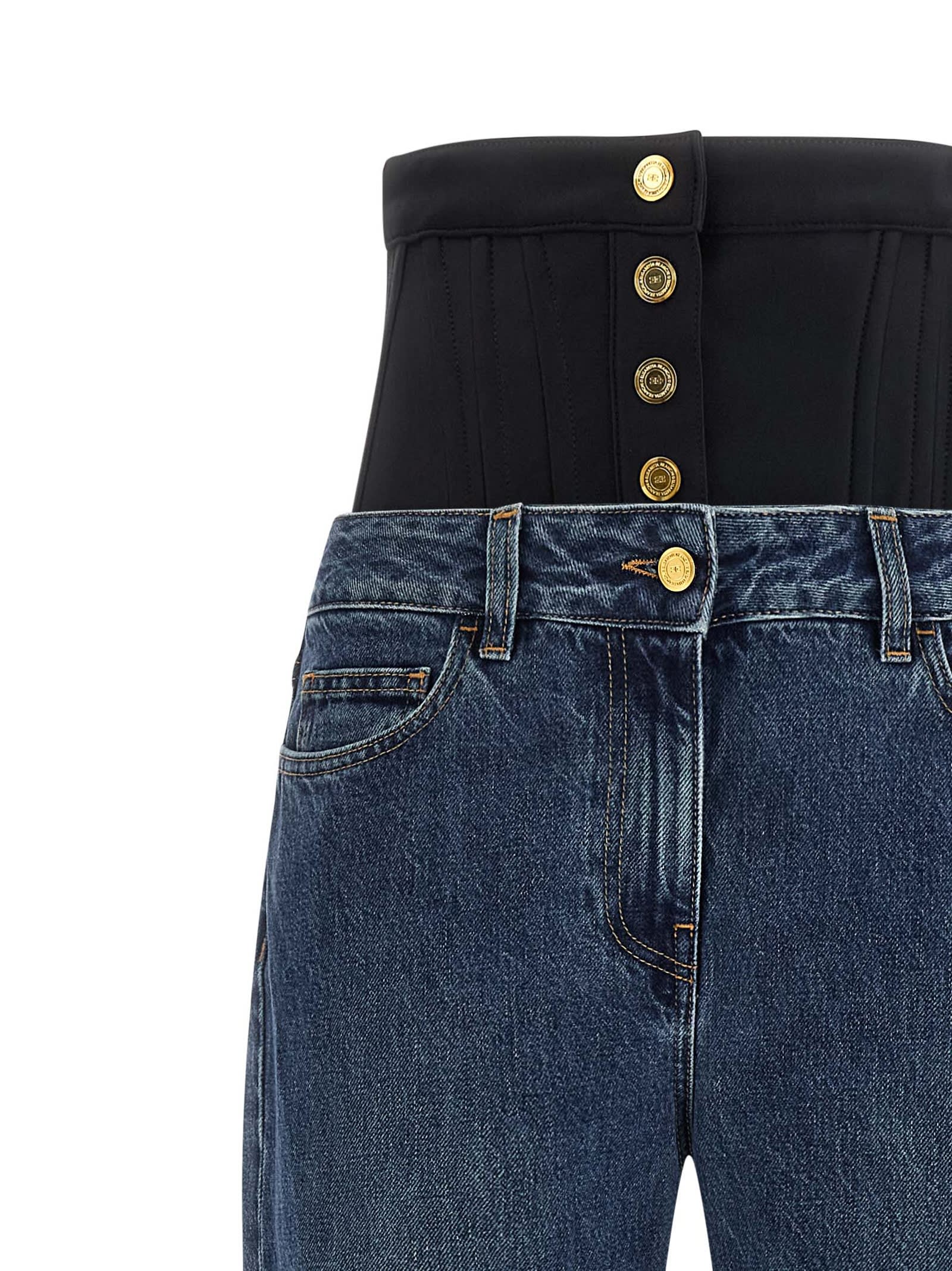Elisabetta Franchi Corset-waistband Jeans In Blue