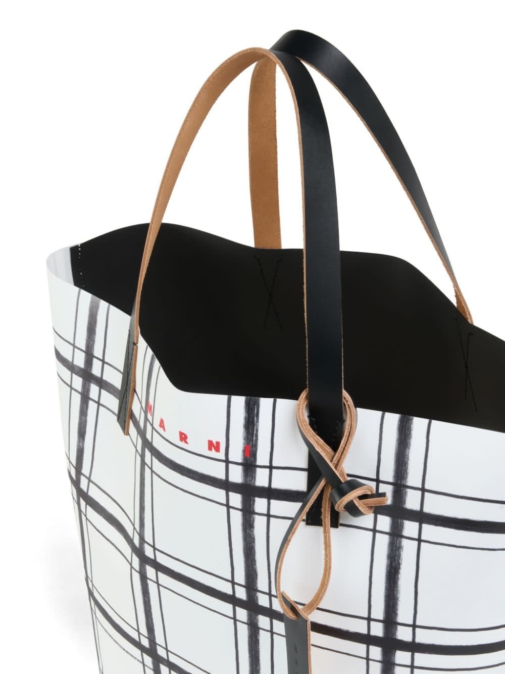 Shop Marni Tribeca Tote Bag In Lily White Black