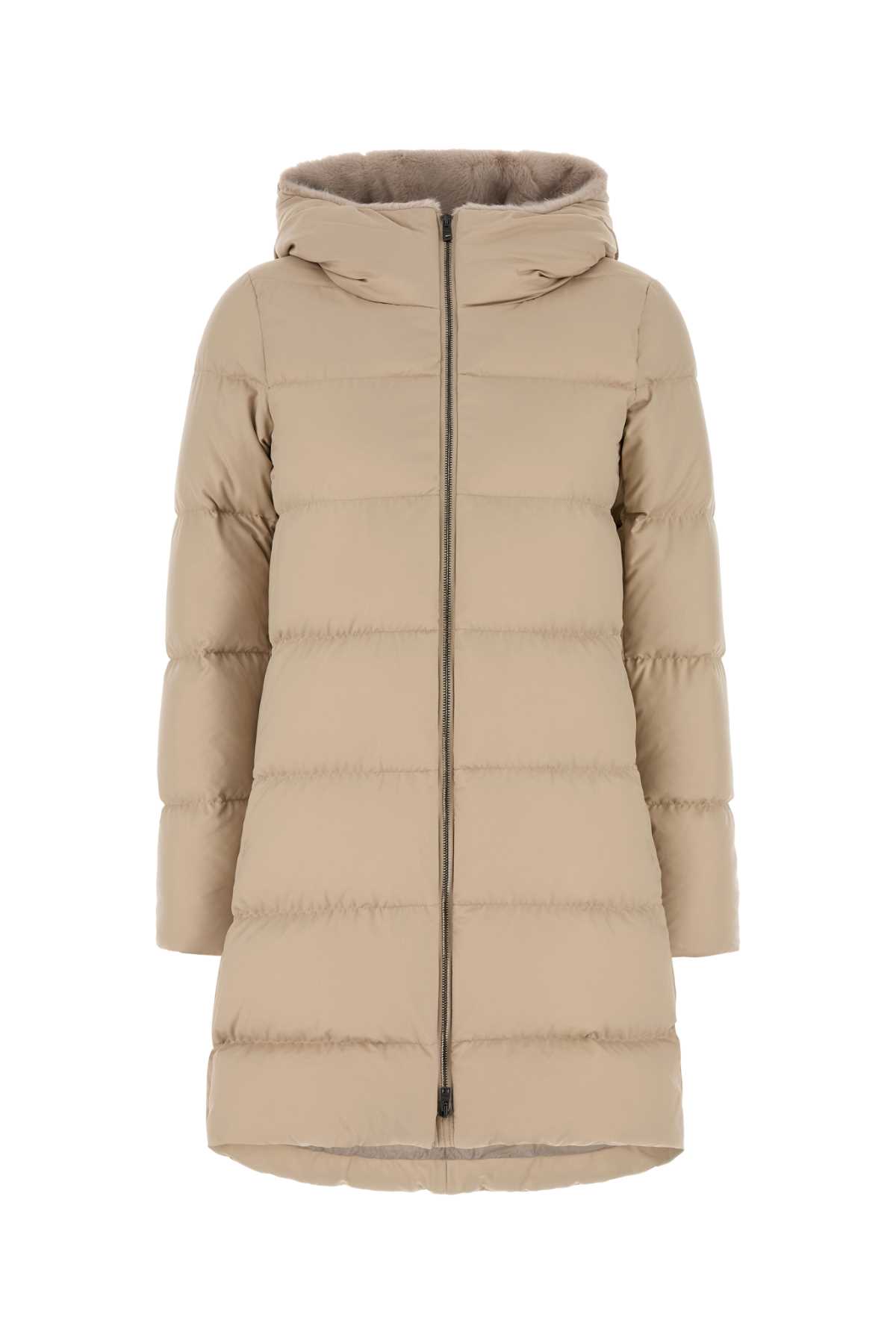 Herno Sand Polyester Down Jacket In Multi