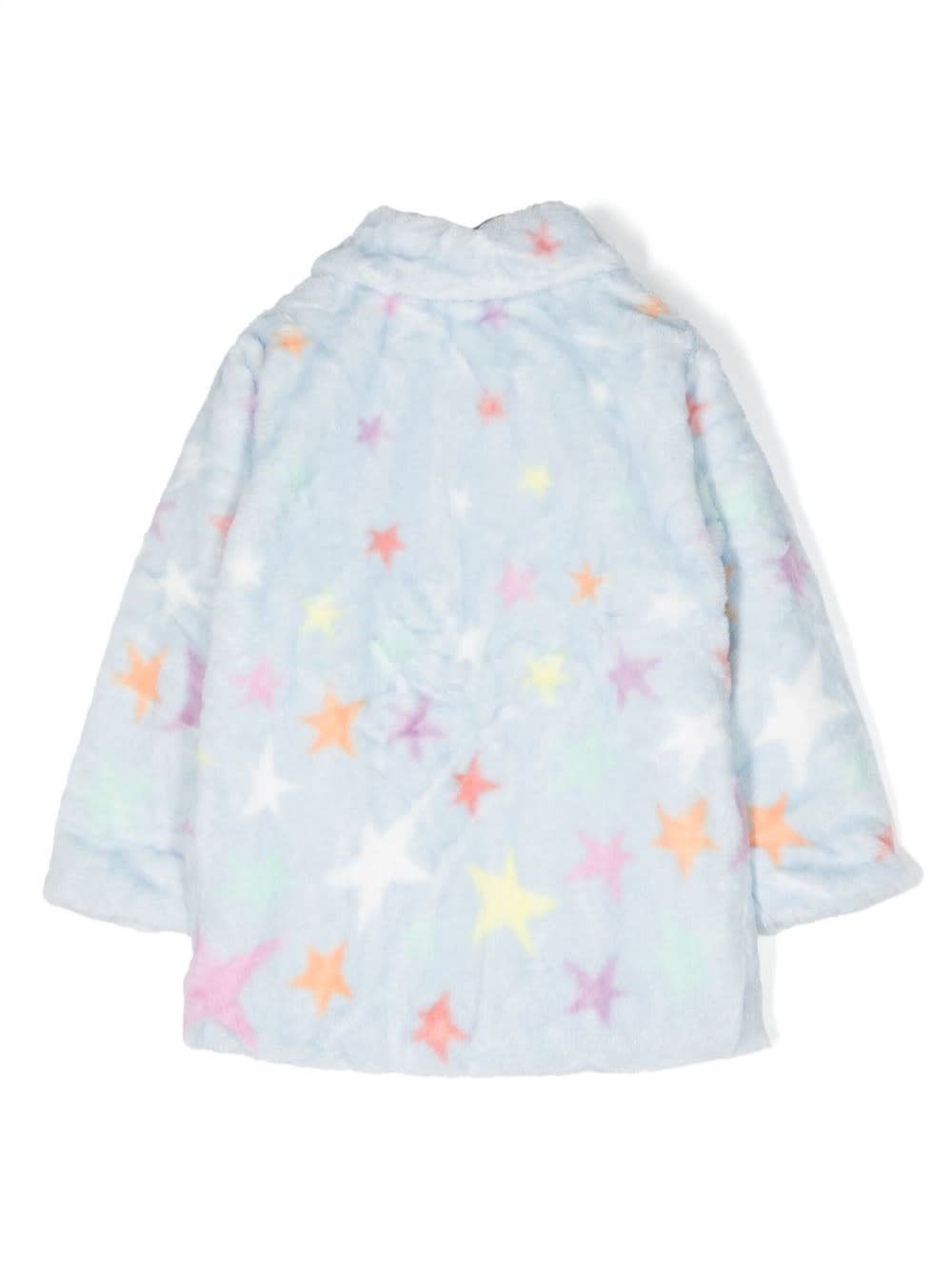 Shop Stella Mccartney Light Blue Coat With Multicolor Star Print In Fabric Girl