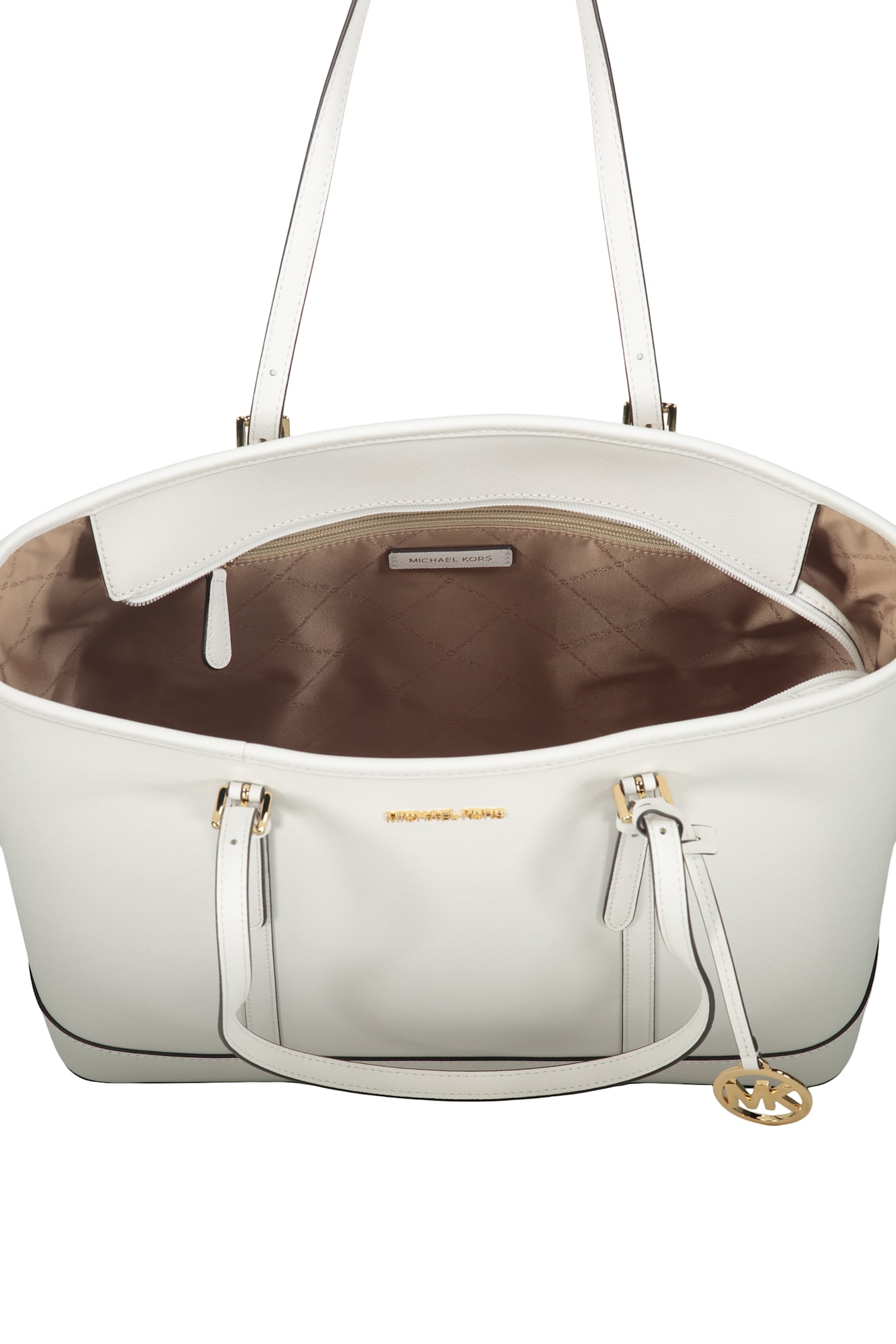 Michael Kors Leather Tote In White