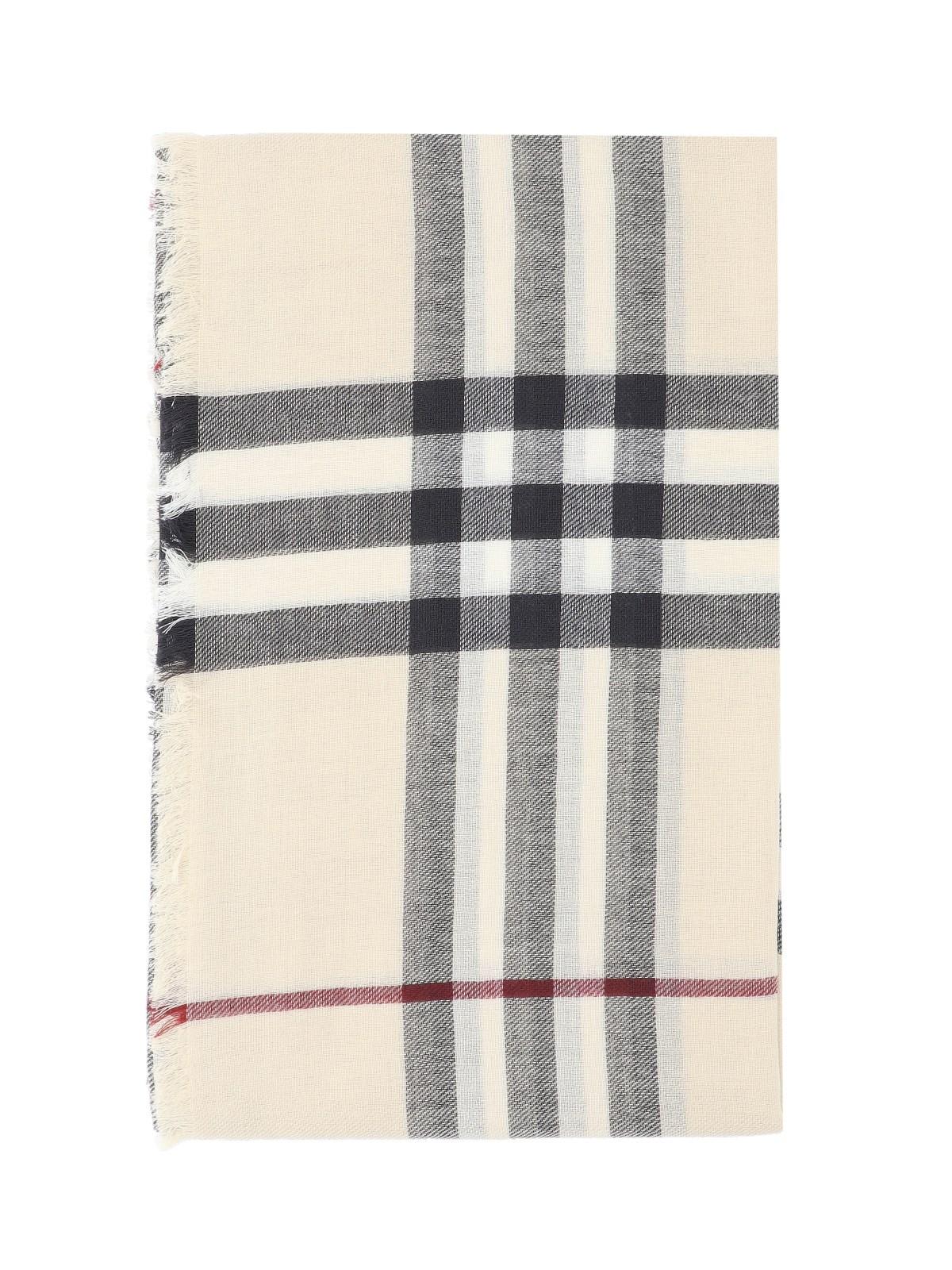 Shop Burberry Check Wool Scarf In Stone