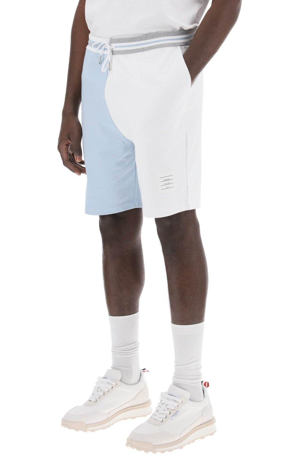 THOM BROWNE FUNMIX COLOUR-BLOCK DRAWSTRING SHORTS 