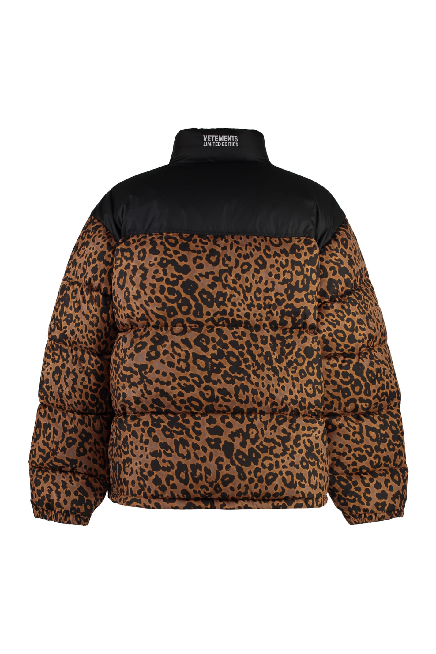 Vetements Logo-appliquéd Leopard-print Shell Down Jacket In Animalier