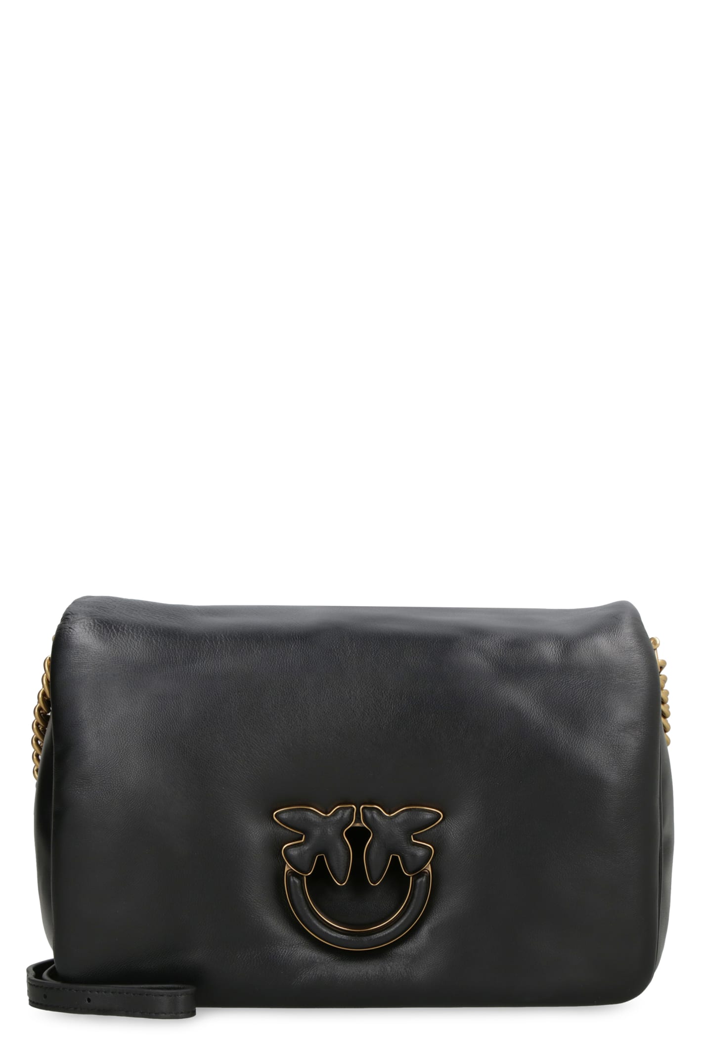 Shop Pinko Classic Love Bag Click Puff Leather Bag In Black