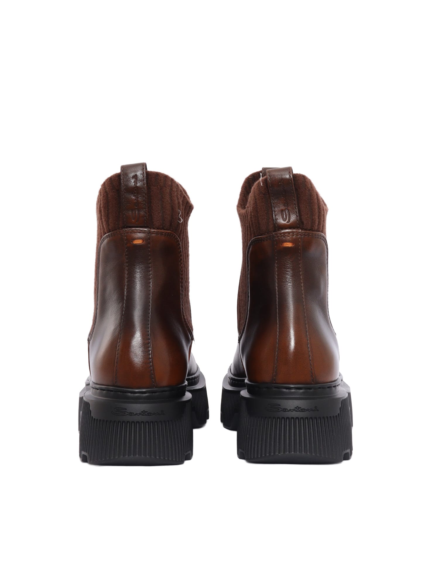 Santoni Ribbed Mountain Boots In Brown