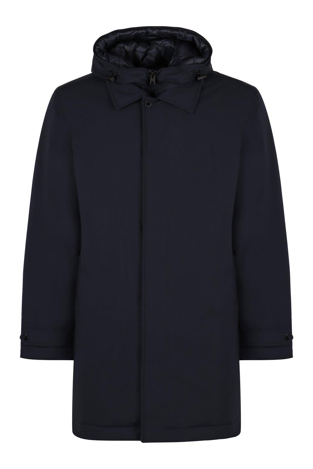 Shop Woolrich Removable Hooded Jacket In Melton Blue