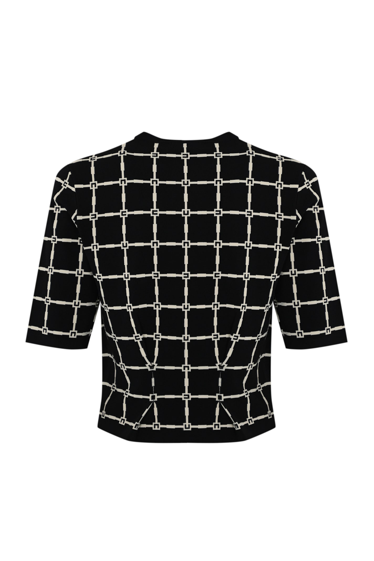 ELISABETTA FRANCHI JACQUARD KNIT CARDIGAN WITH GOLDEN BUTTONS