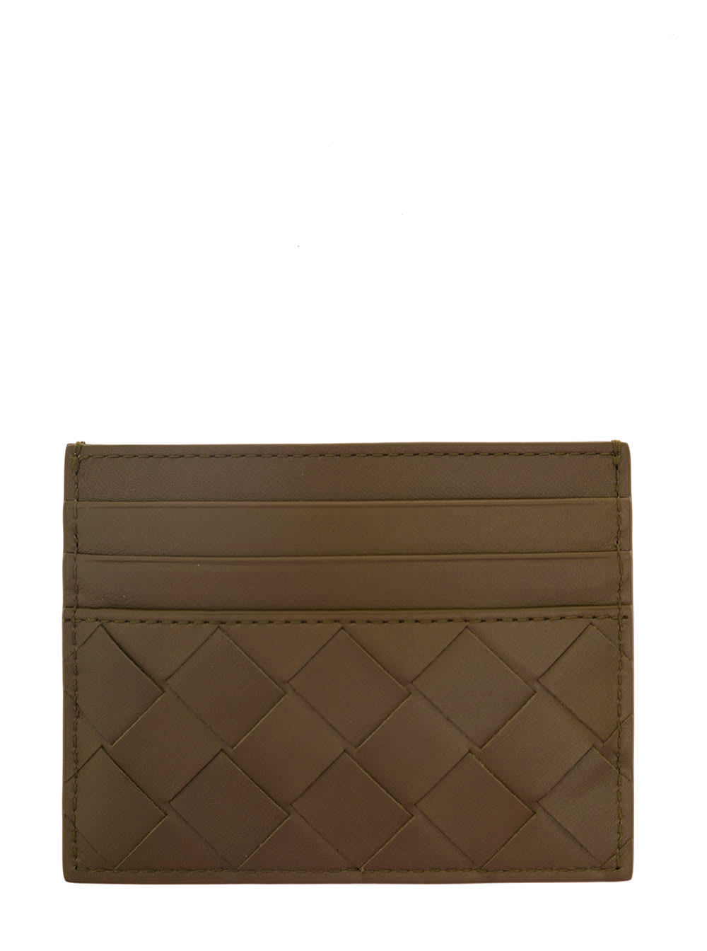 Shop Bottega Veneta Beige Card-holder With Intreccio Motif In Leather Man
