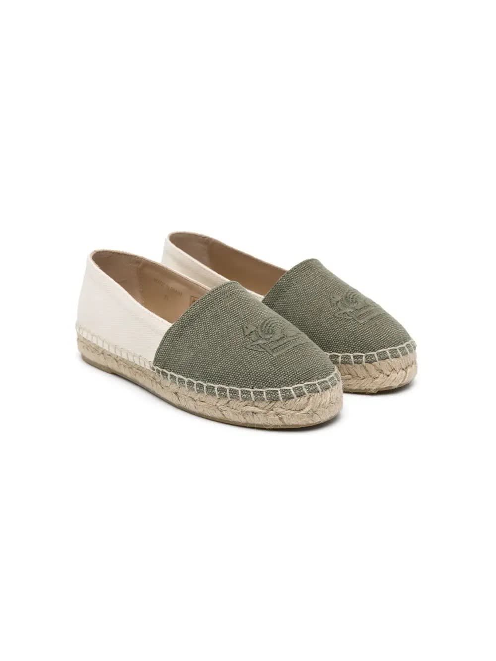 Etro Kids' Green And Beige Espadrilles With Logo