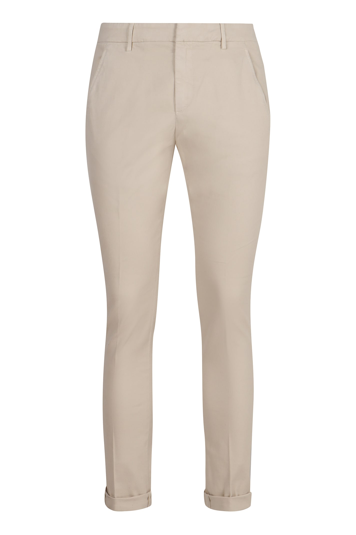 Dondup Gaubert Stretch Cotton Chino Trousers In Ecru