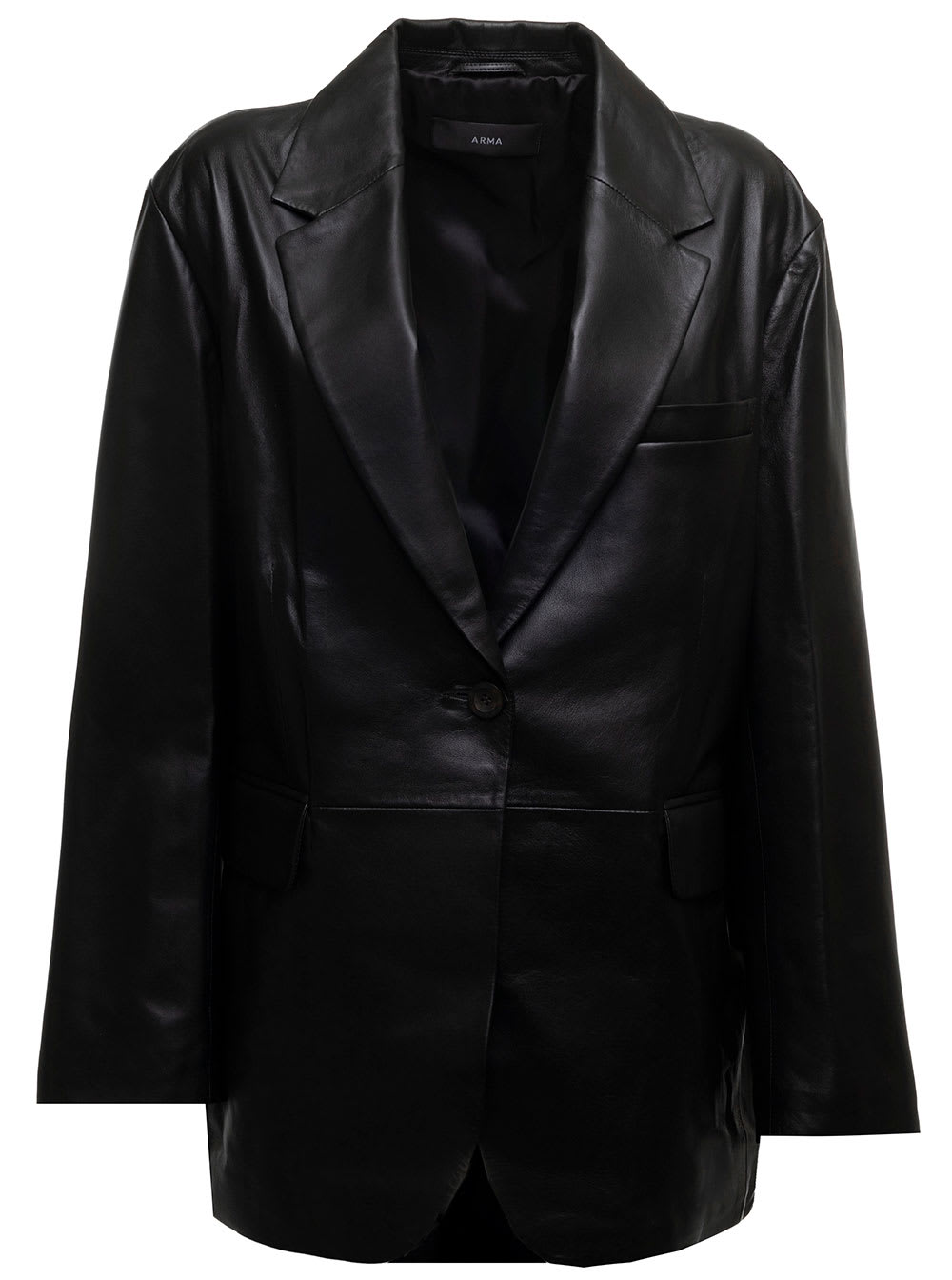 ARMA Benny Single Breasted Black Leather Blazer Woman