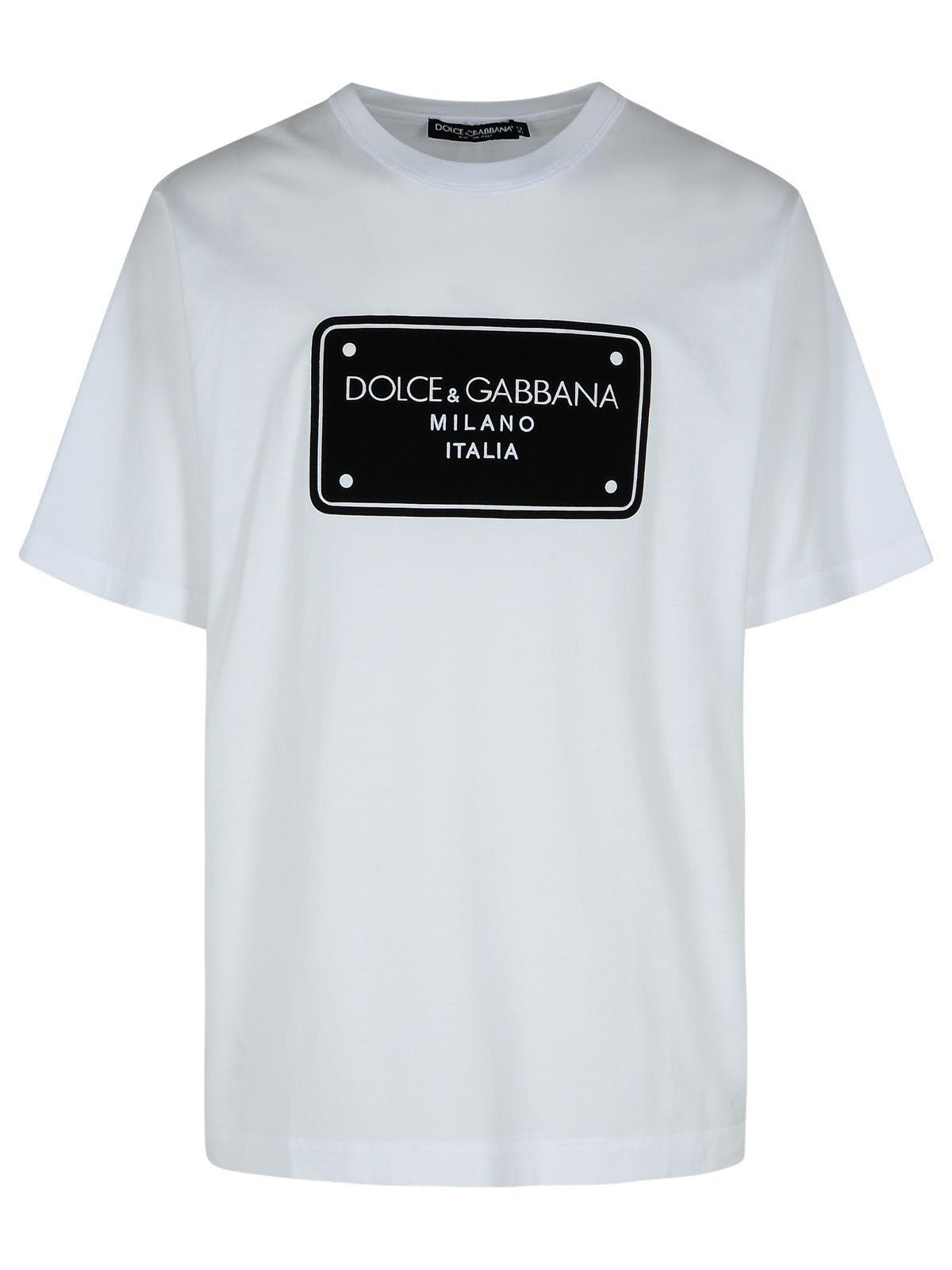 Shop Dolce & Gabbana Logo Printed Crewneck T-shirt In Bianco Ottico