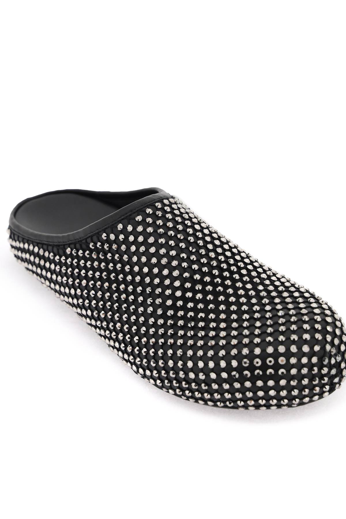 Shop Marni Leather Fussbett Clogs With Rhinestones In Black (black)