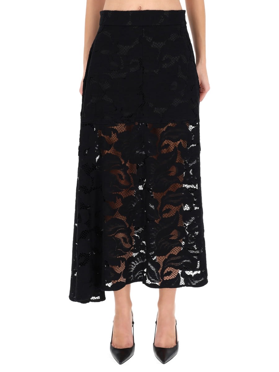 Patou Lace Midi Skirt In Black