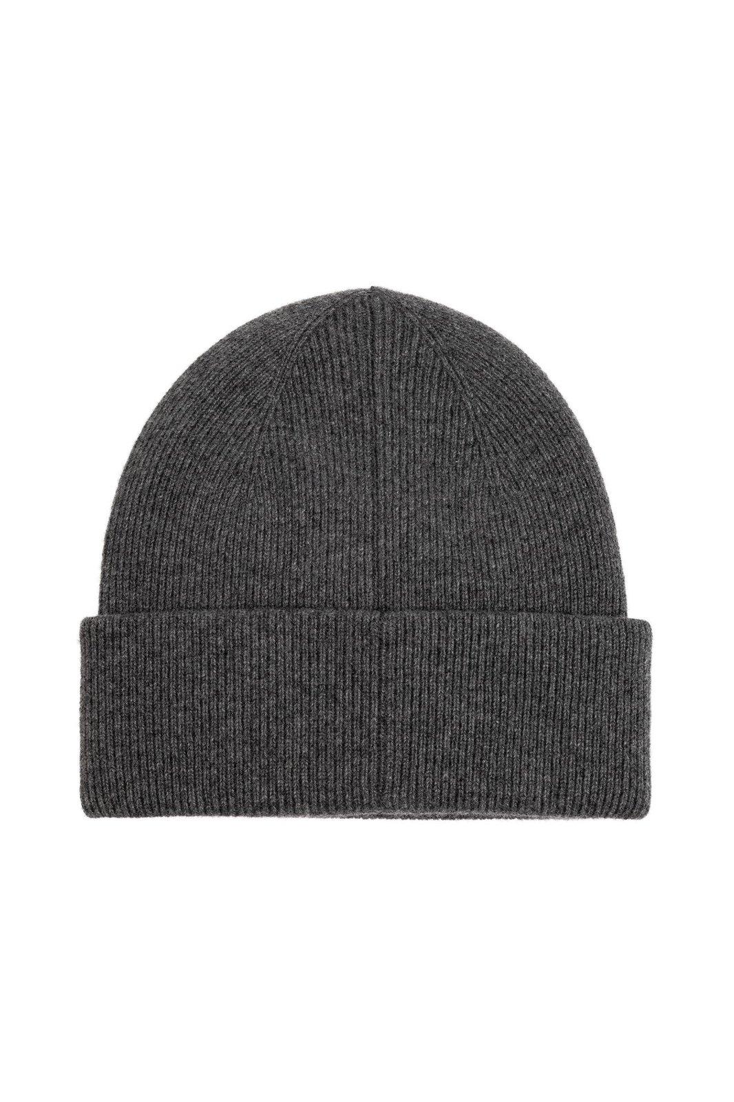 Fear Of God Logo Patch Ribbed Knit Beanie In Granite