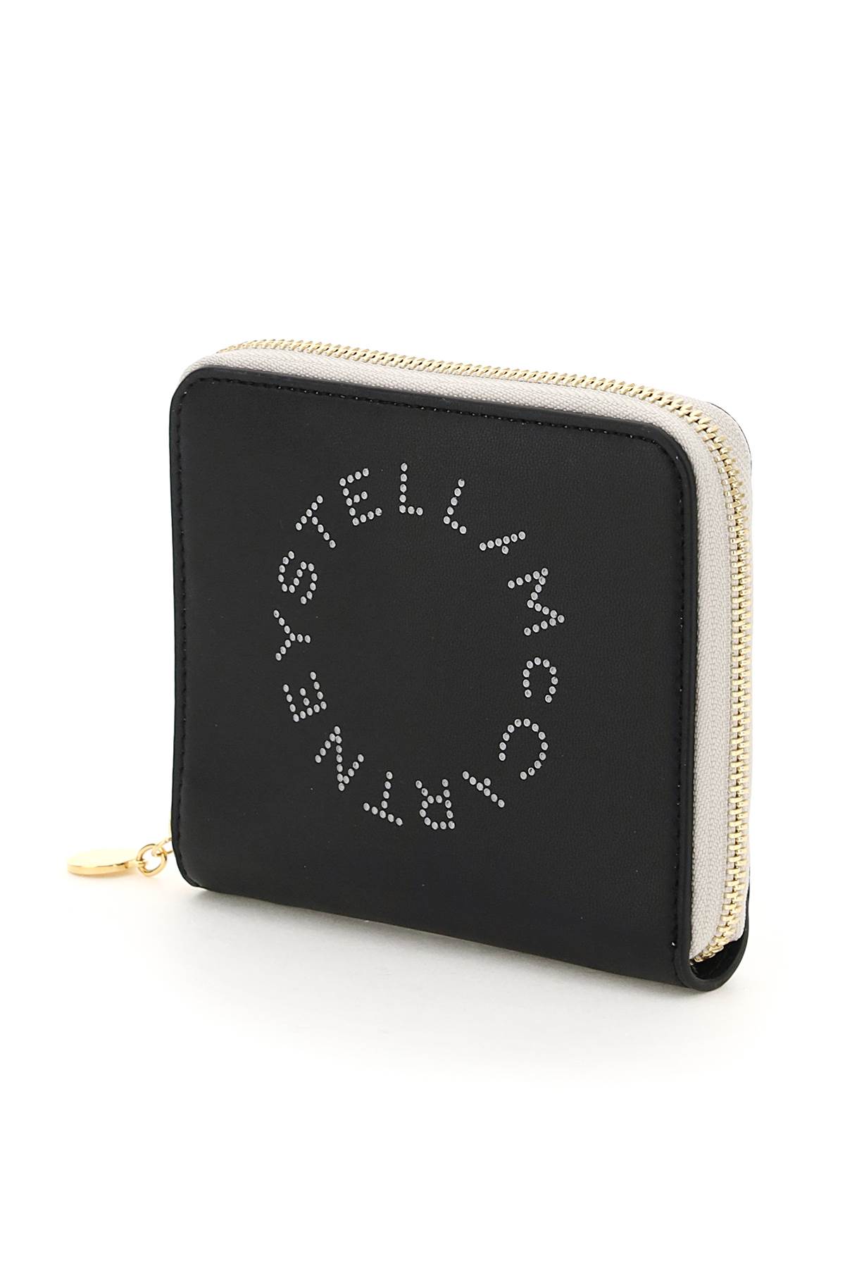 Stella Mccartney Logo Perforated Zipped Wallet In Black