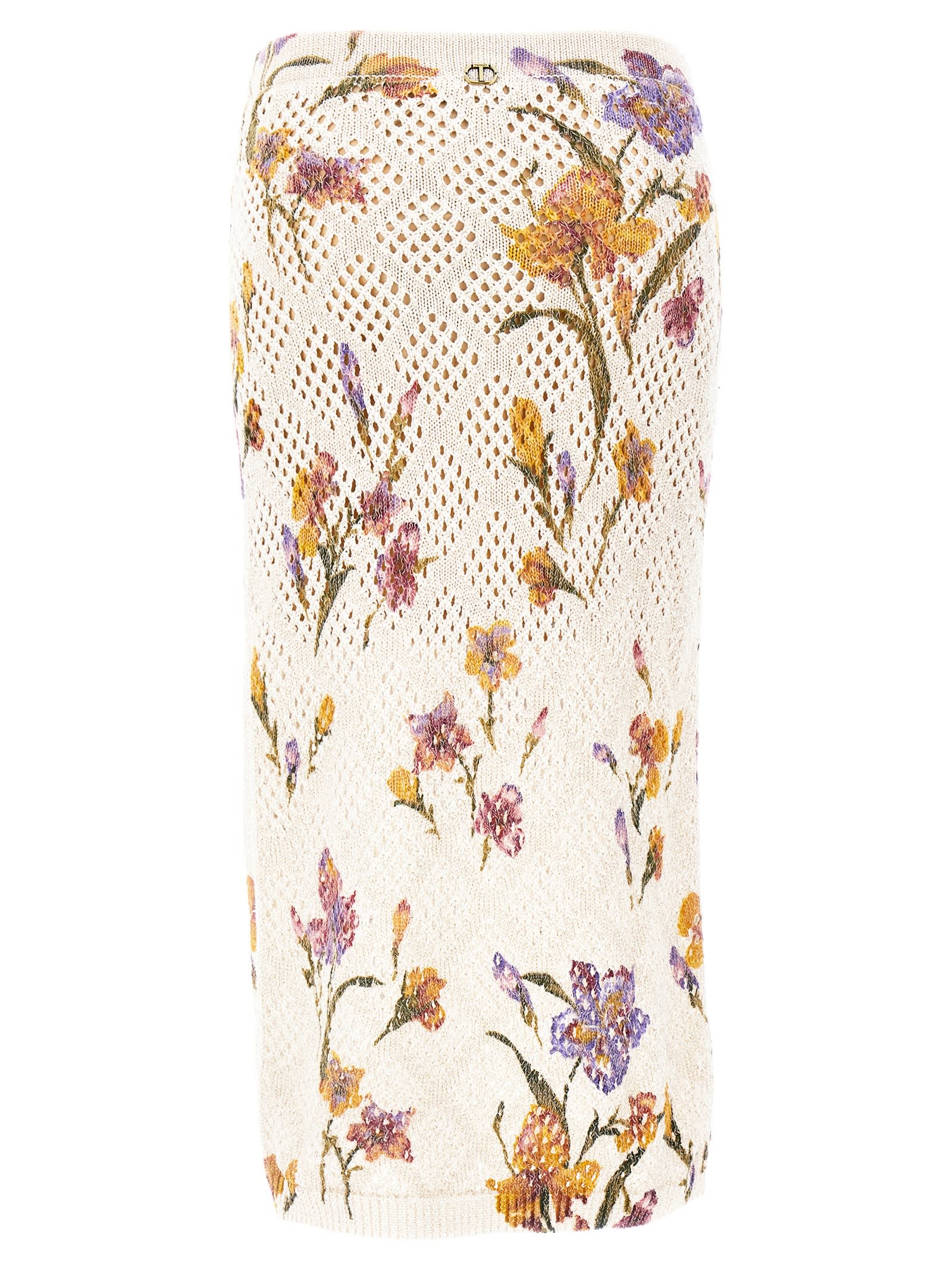 Twinset Floral-print Midi Skirt In Multicolor