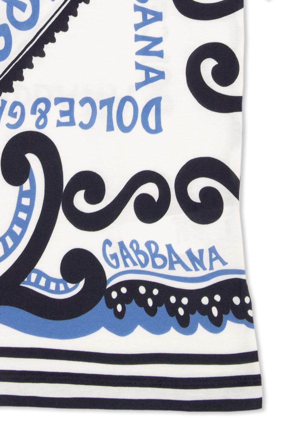 Shop Dolce & Gabbana Marina-printed Crewneck T-shirt In Xr Marina Azzurro