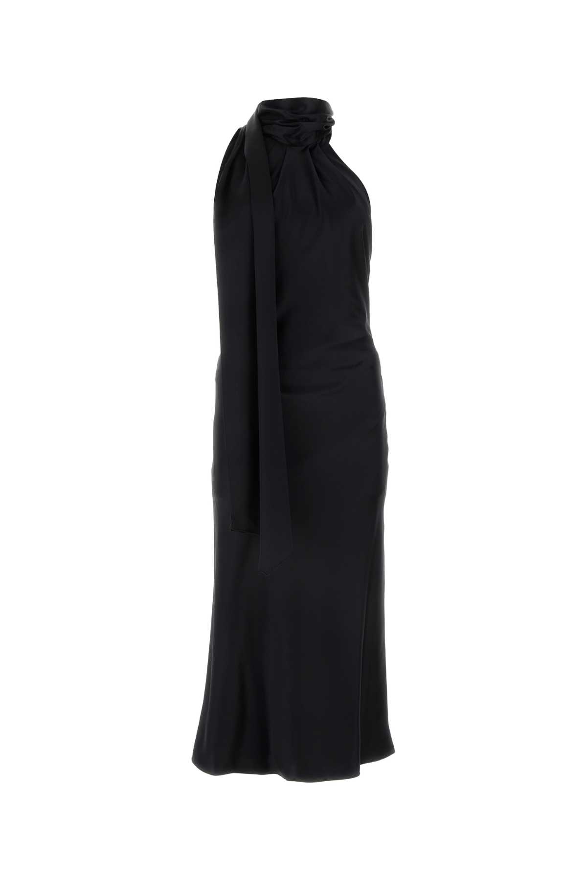 Shop Max Mara Black Silk Moli Long Dress In Nero