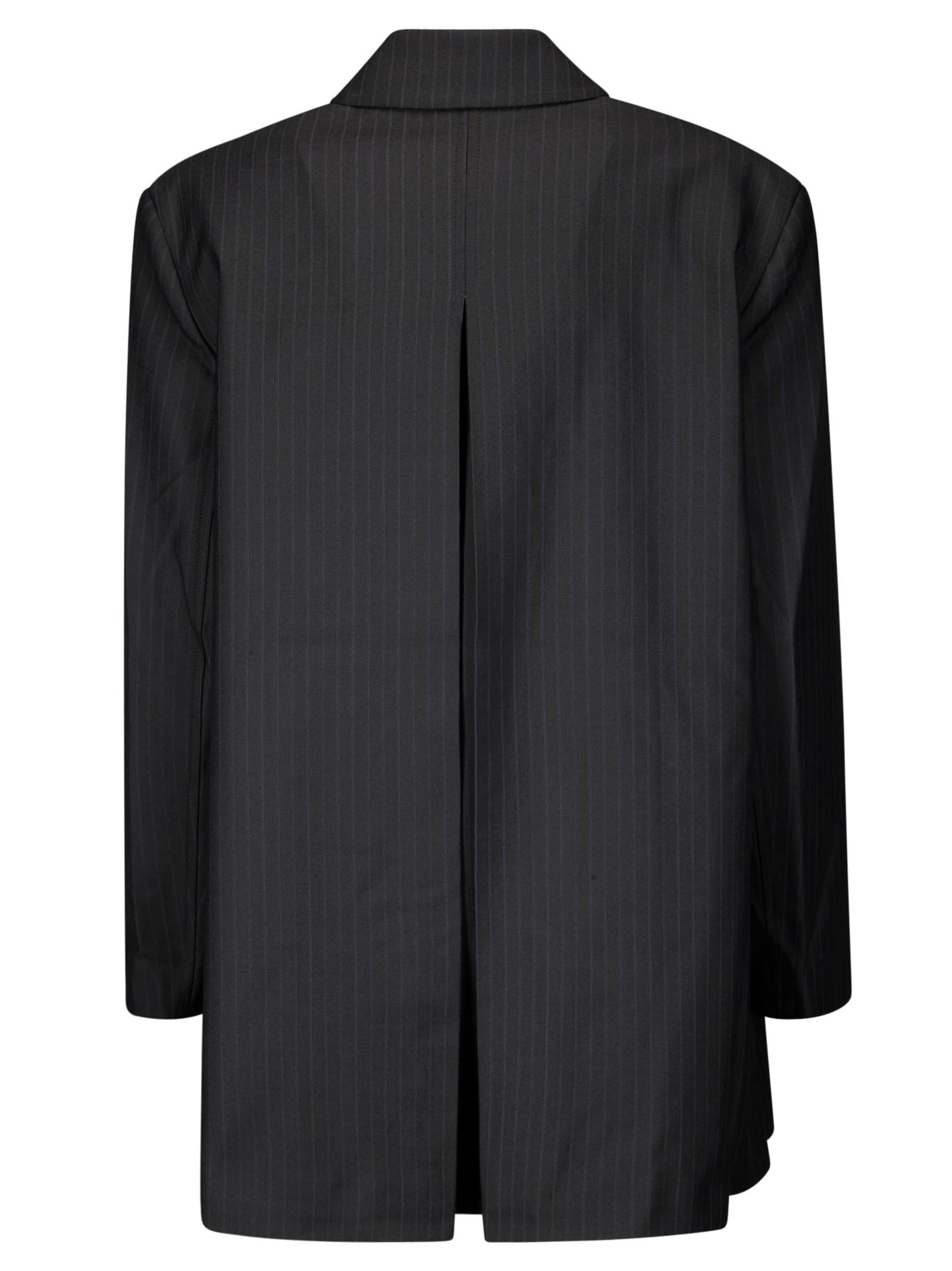 Shop Ganni Melange Stripe Suiting Oversized Blazer In Phantom