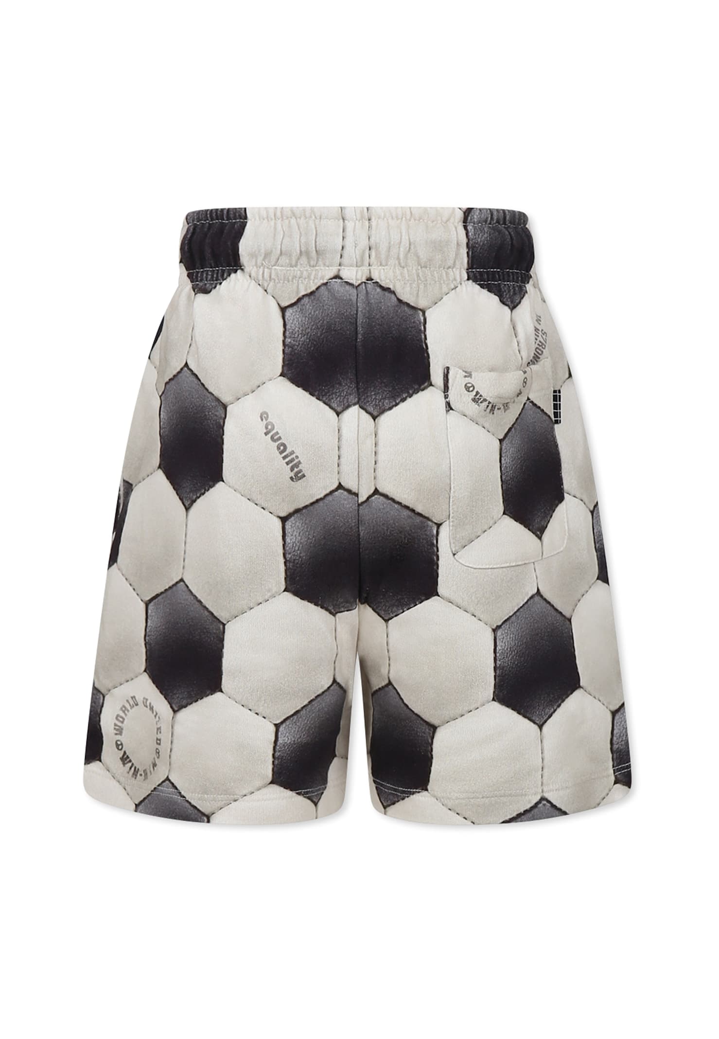 Molo Beige Shorts For Boy With Football Print In White