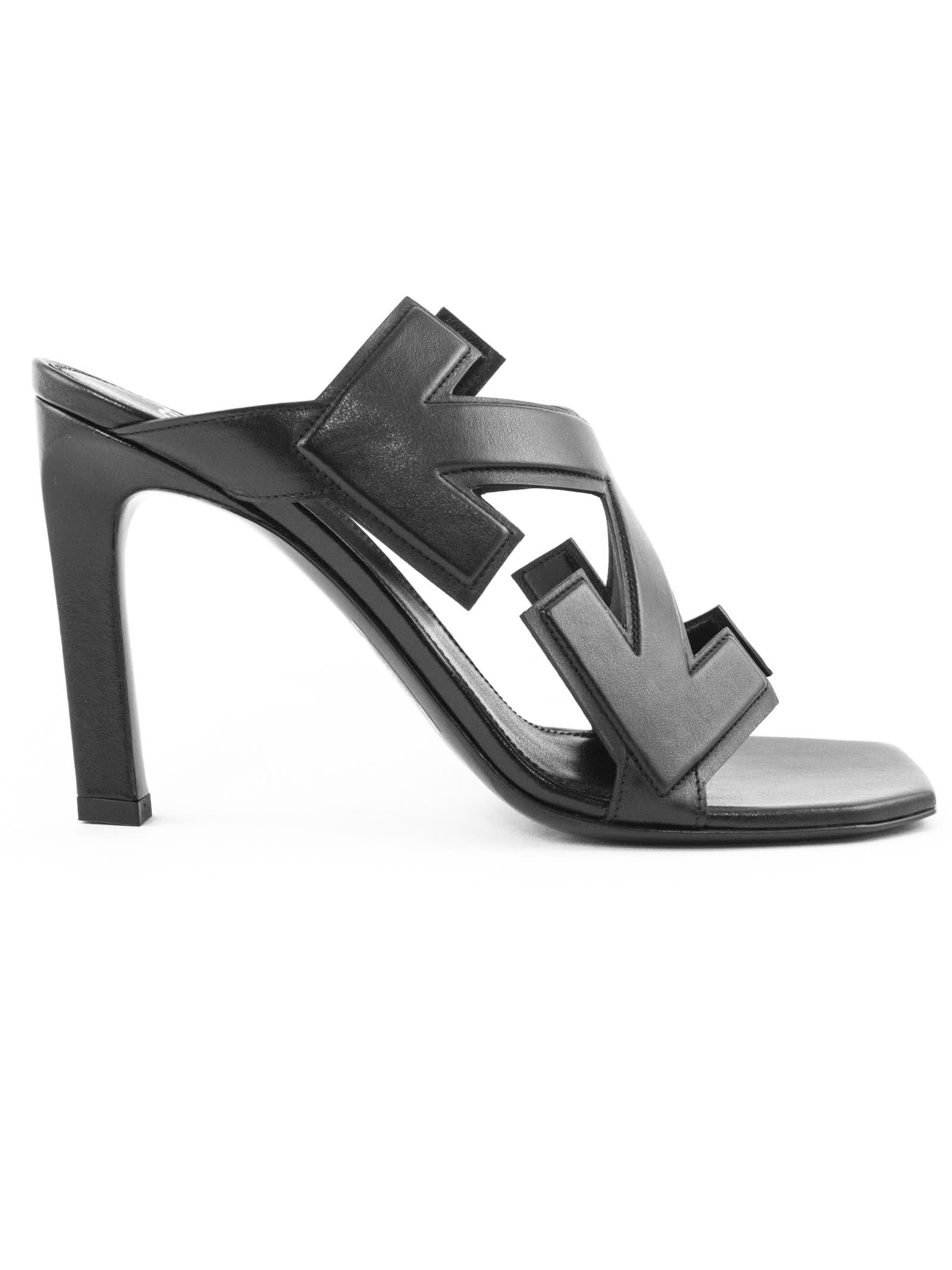 Off-White Black Leather Sandal