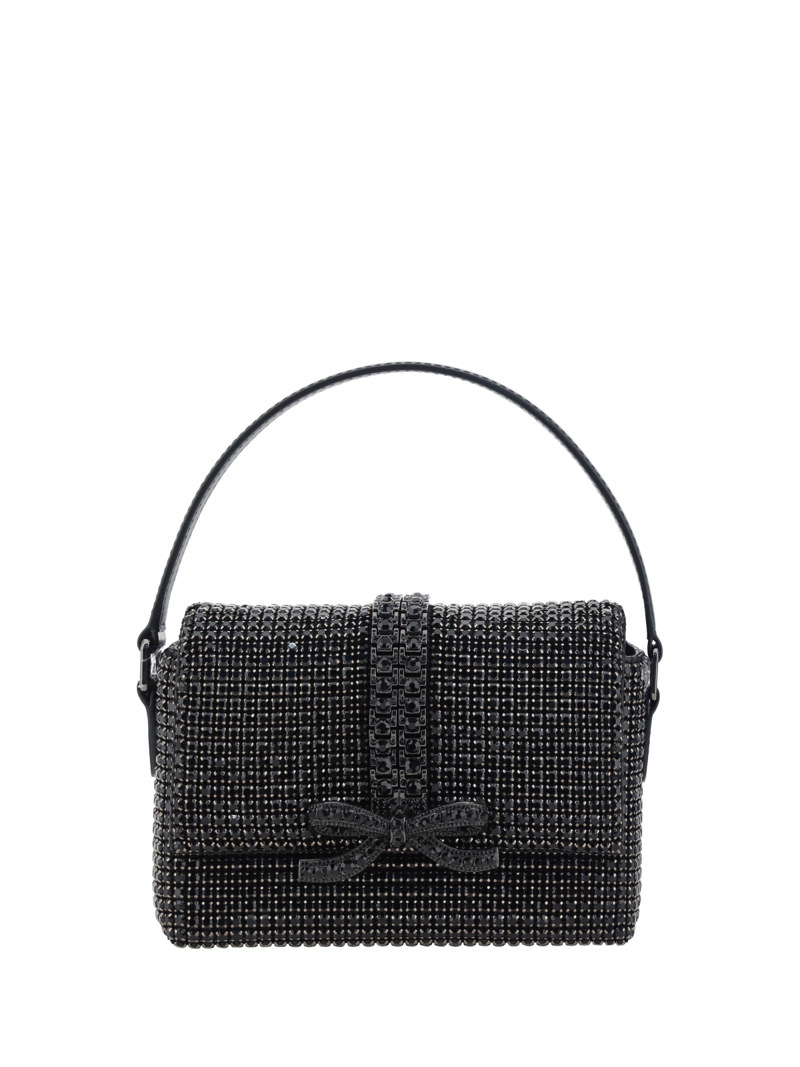 Shop Self-portrait Strass Baguette Handbag In Black