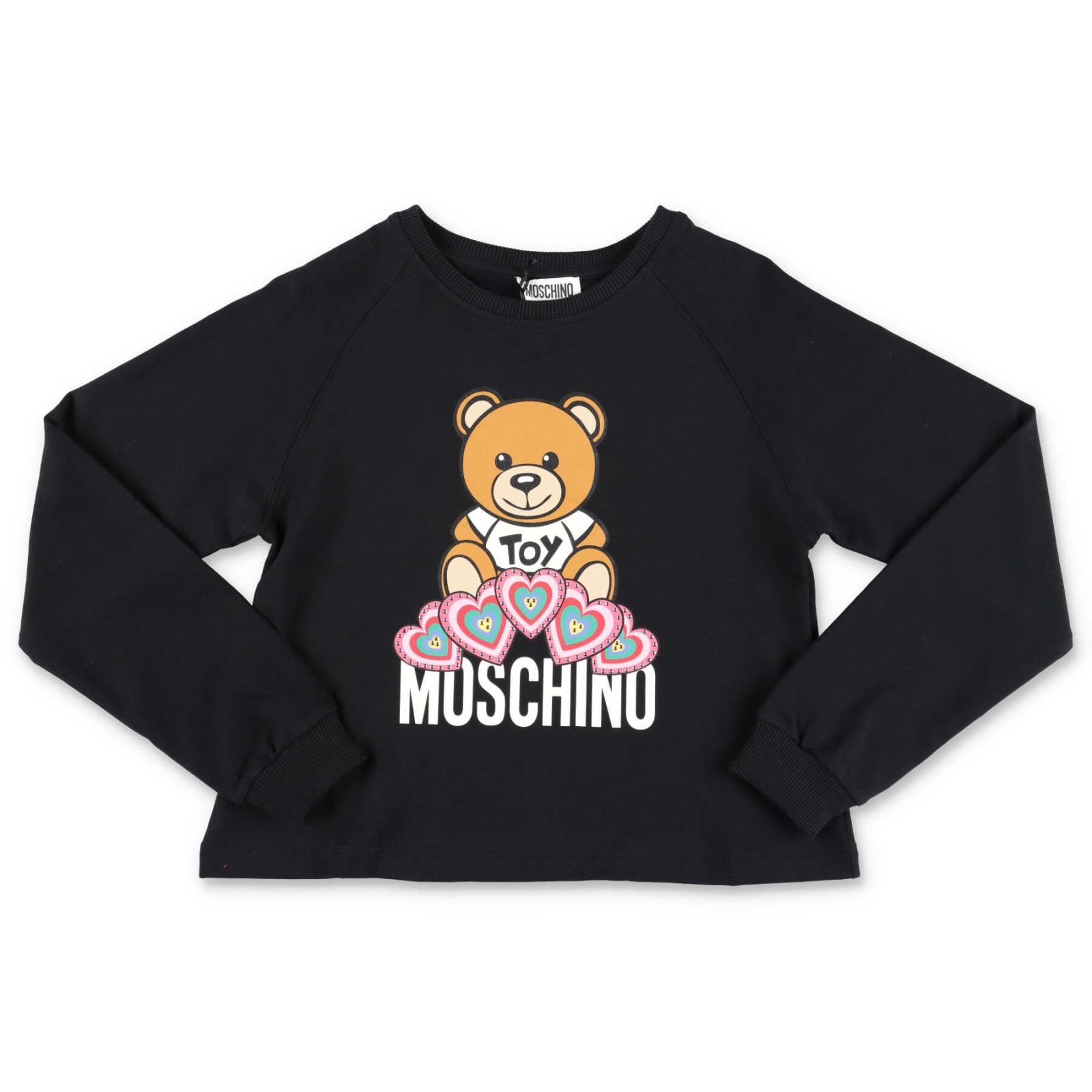 Moschino T-shirt Cropped Nera In Jersey Di Cotone