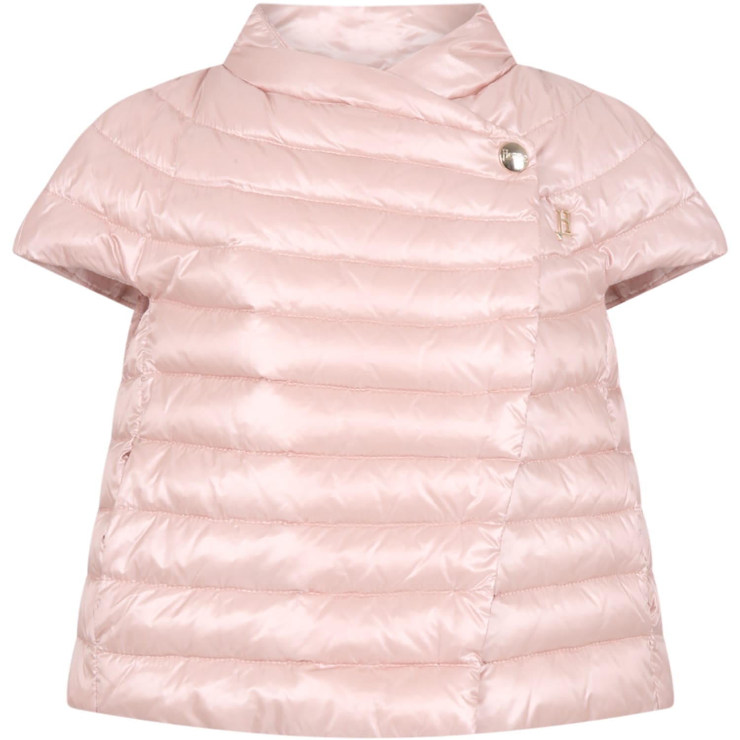 Herno Pink Jacket For Girl With Logo