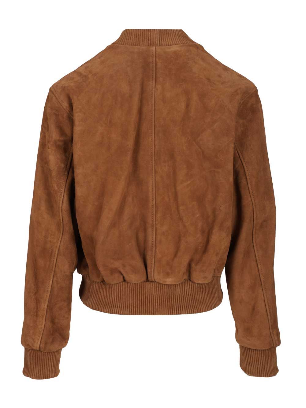 Ami Alexandre Mattiussi Goat Suede Jacket In Brown