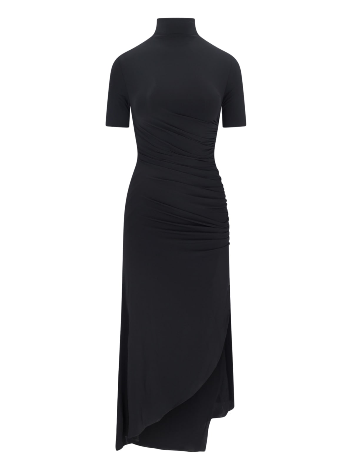 Shop Alaïa Body Conscious Draped Maxi Dress In Black