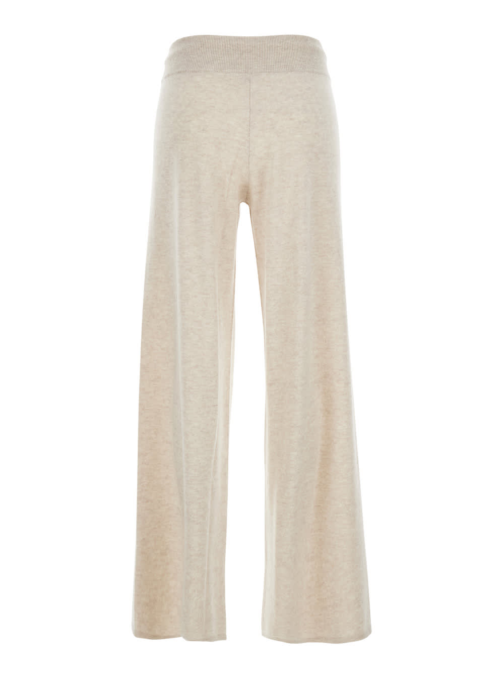 Lisa Yang Sofi White Pants With Elastic Drawstring Waist In Cashmere Woman In Gray