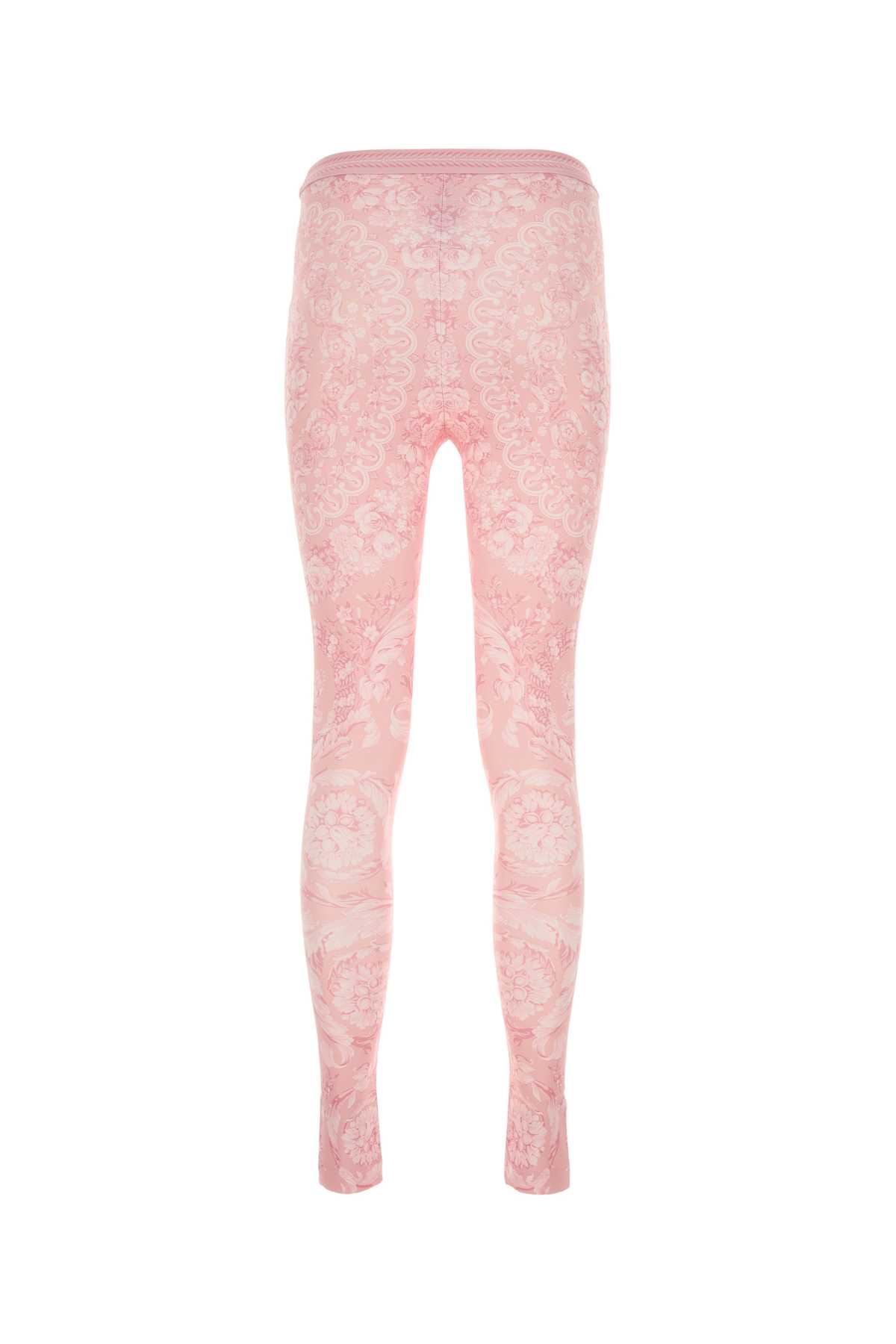 Shop Versace Printed Stretch Nylon Leggings In Palepink